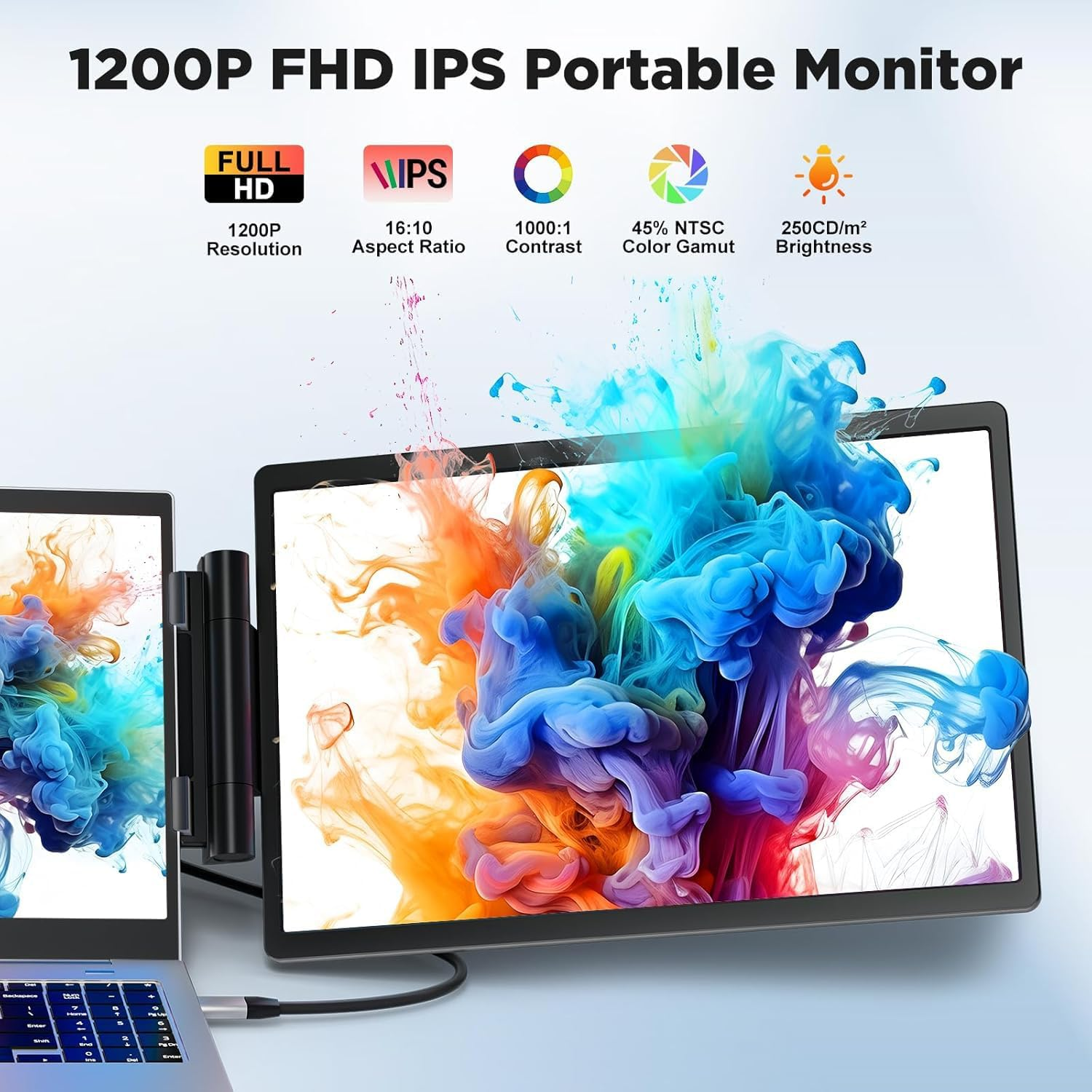 Laptop Screen Extender, 14" 1200P FHD IPS Dual/Triple Portable Laptop Monitor Extender 16:10 for 13.3"-16" Laptops, Type-C/Hdmi Plug & Play Extended Monitor for Mac/Wins/Android/Chrome (S2) image number 1