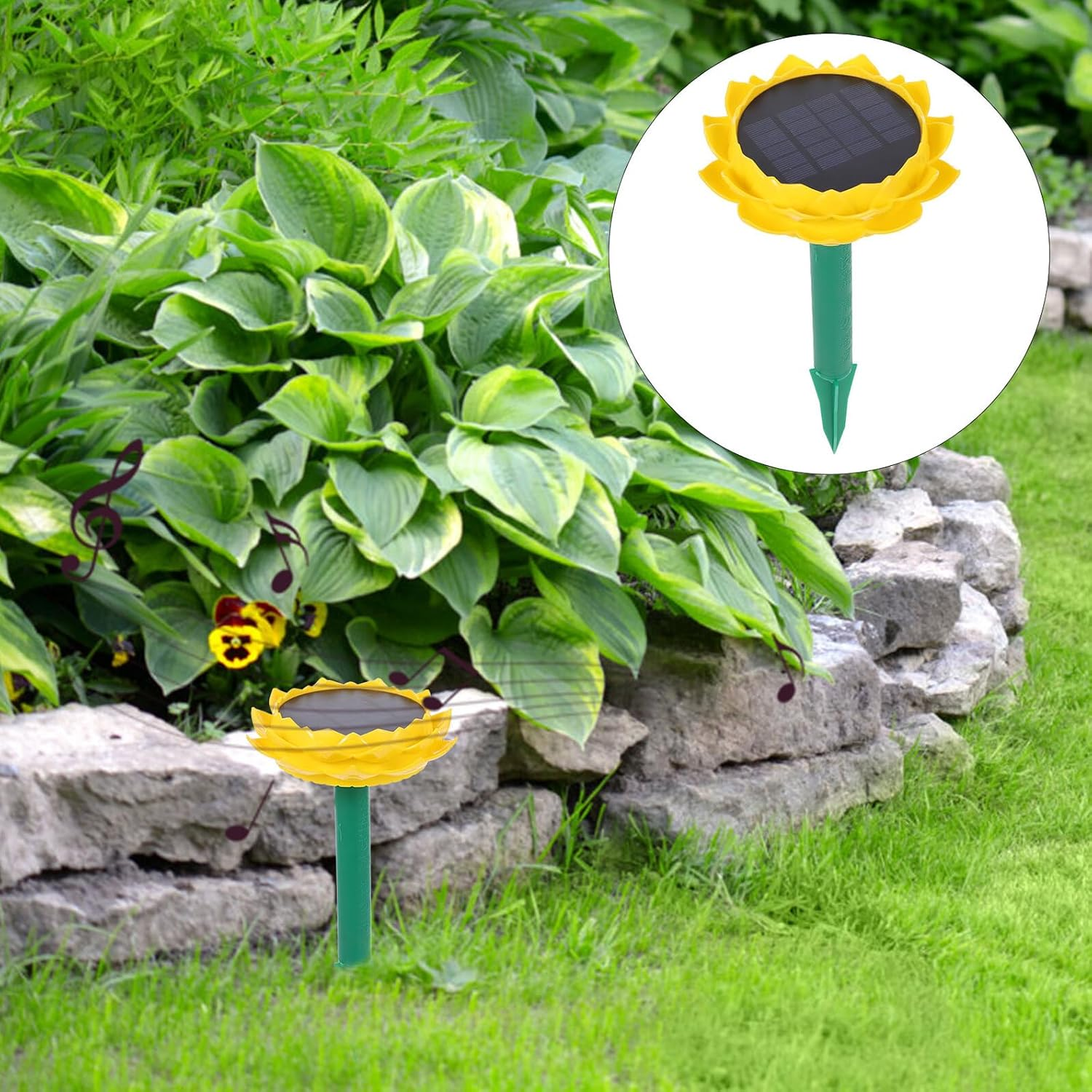 FONDOTIN Solar Lotus Speaker Outdoor Buddhist Music Player Waterproof Solar Powered Speaker for Garden and Patio Decor Yellow image number 6