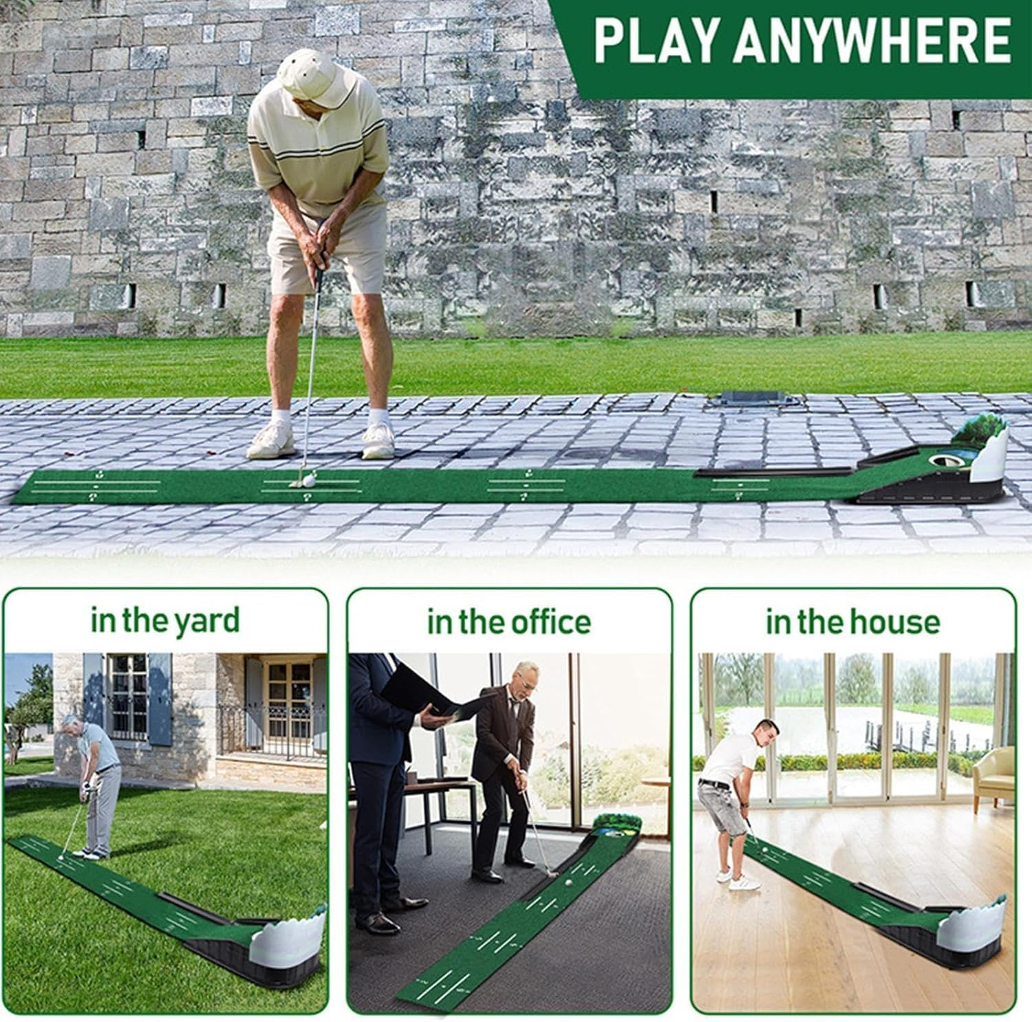 Golf Putting Mat,Golf Practice Mat Indoors with Alignment Guides, Putting Practice Mat, Portable Golf Indoor and Outdoor Putting Practice Device image number 5