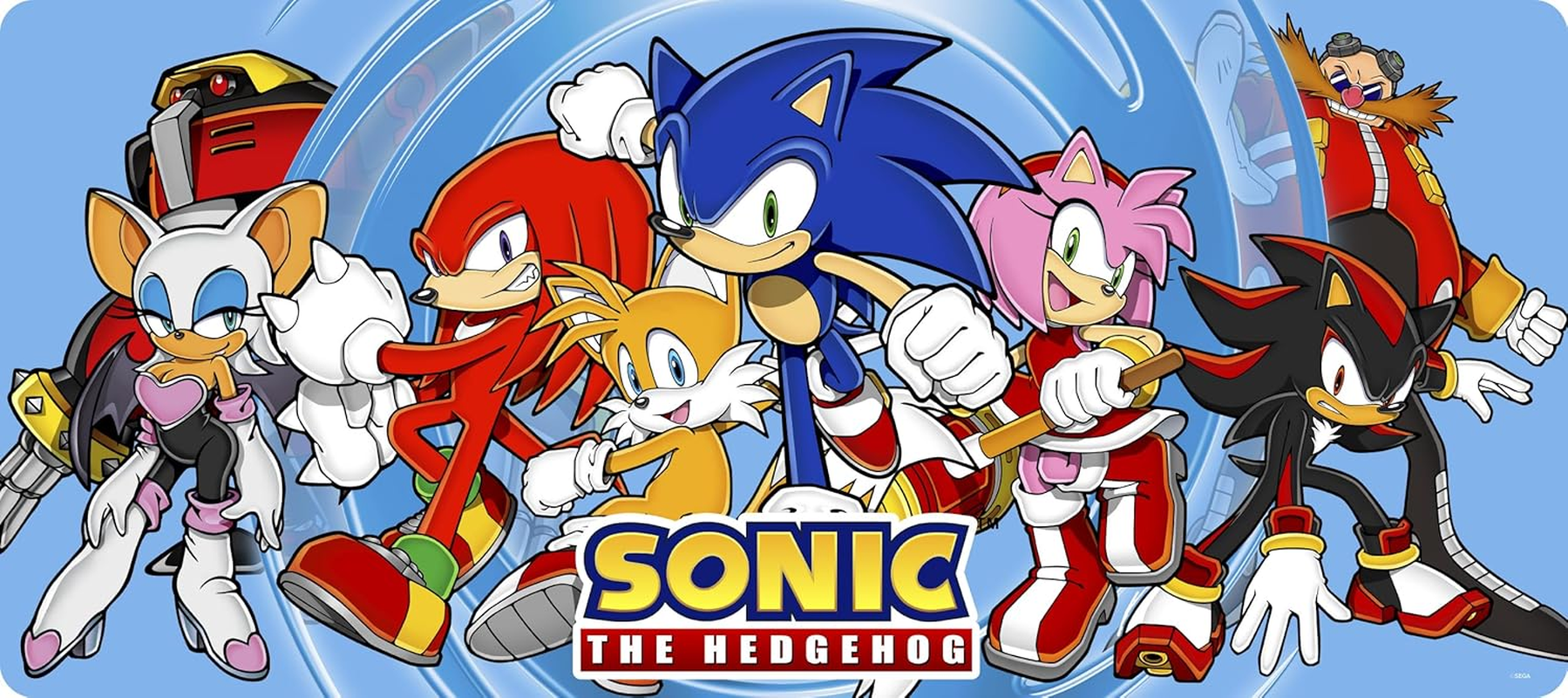 Sonic the Hedgehog Sonic Characters Line up Gaming Desk Mat, Xx-Large, Sonic, Tails, Knuckles, Amy Rose & Shadow Desk Mat image number 2