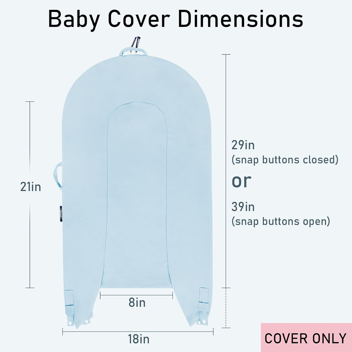 Organic Replacement Cover with Waterproof Pad | Premium Quality Spare Certified Organic Cotton | Protects against Leaks | [Fits Dockatot Deluxe + Docks] (Cover Only) (Baby Blue) image number 2