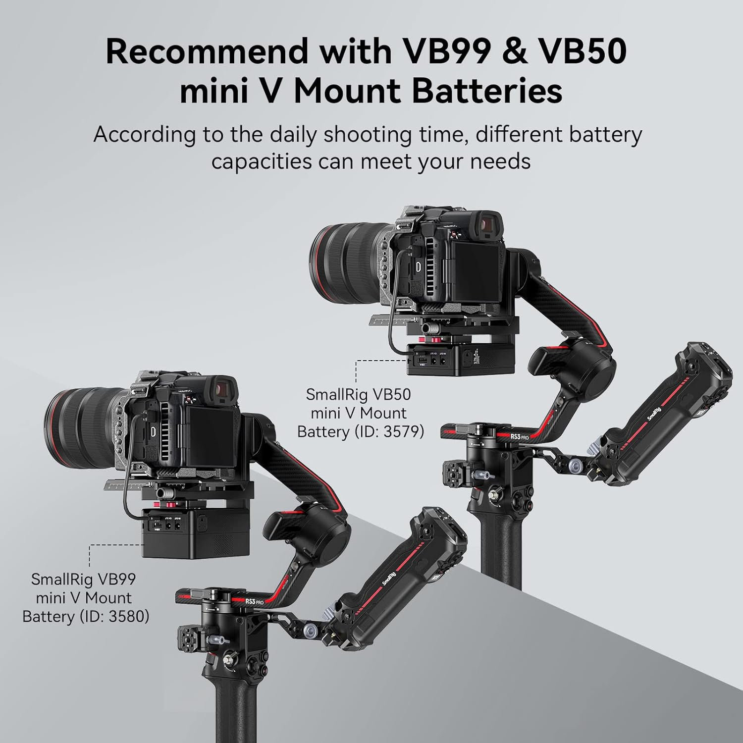 Smallrig Mini V Mount Battery Plate for DJI RS 3 / RS 3 Pro/Rs 2 / RSC 2 Gimbals, Comes with V-Lock, Cold Shoe & 1/4"-20 Threaded Holes for V Mount & NP-F Battery - 4189 image number 2