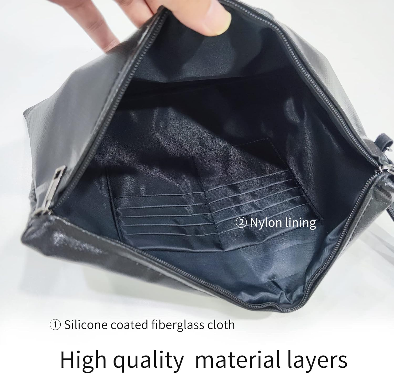 Julycrab Fireproof Document Bag with Lock Money Safety Organizer Zipper Closure Storage Pouch Pocket with 10 Cards Slot for for A4 Documents File Cash Passport Certificates Home Office Travel image number 4