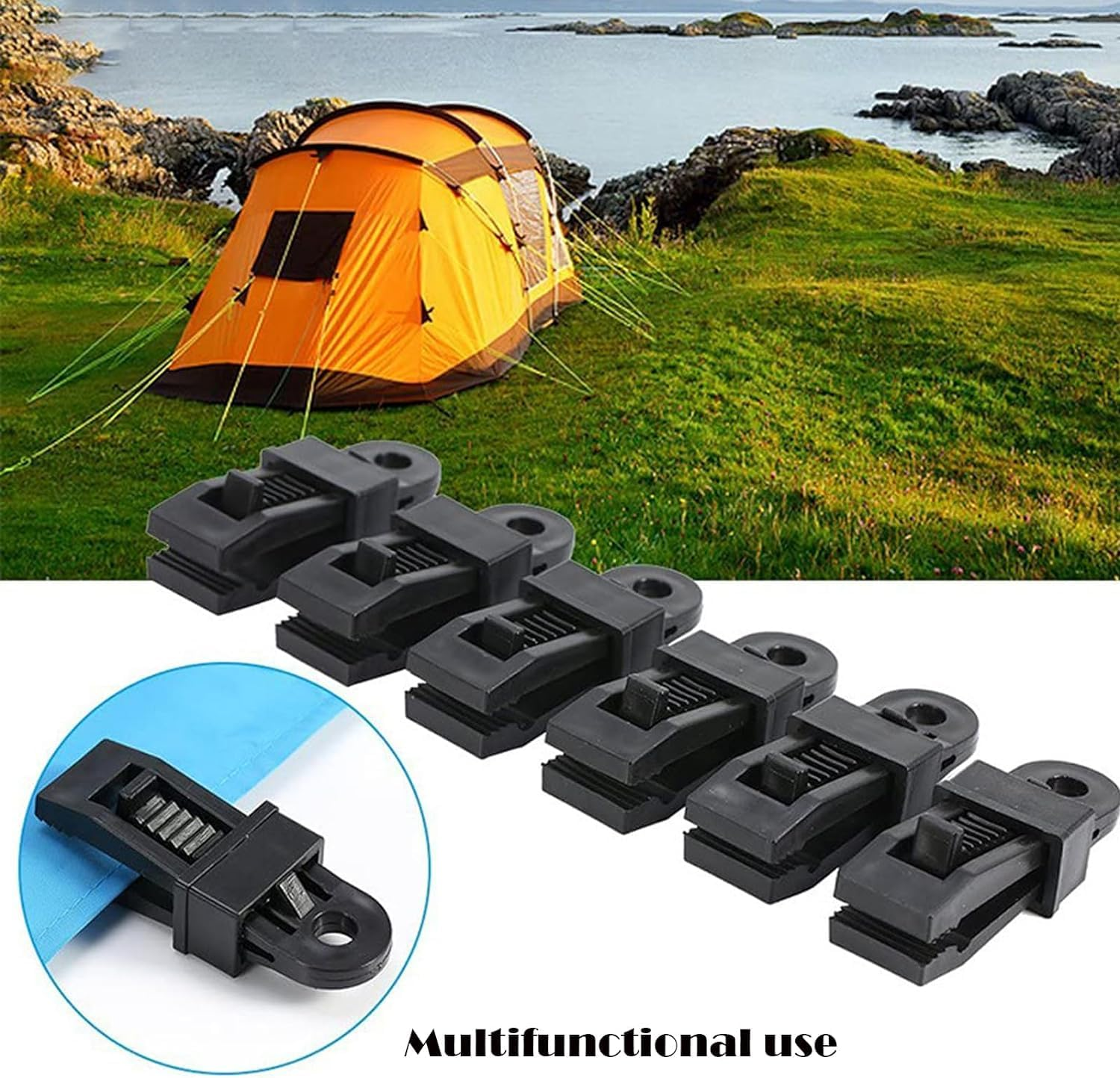 Black Tarp Clamps Heavy Duty - 15Pcs Tent Tarpaulin Clips with Lock Grip Thumb Screw - Camp Tent Clamp for Outdoor Use image number 6
