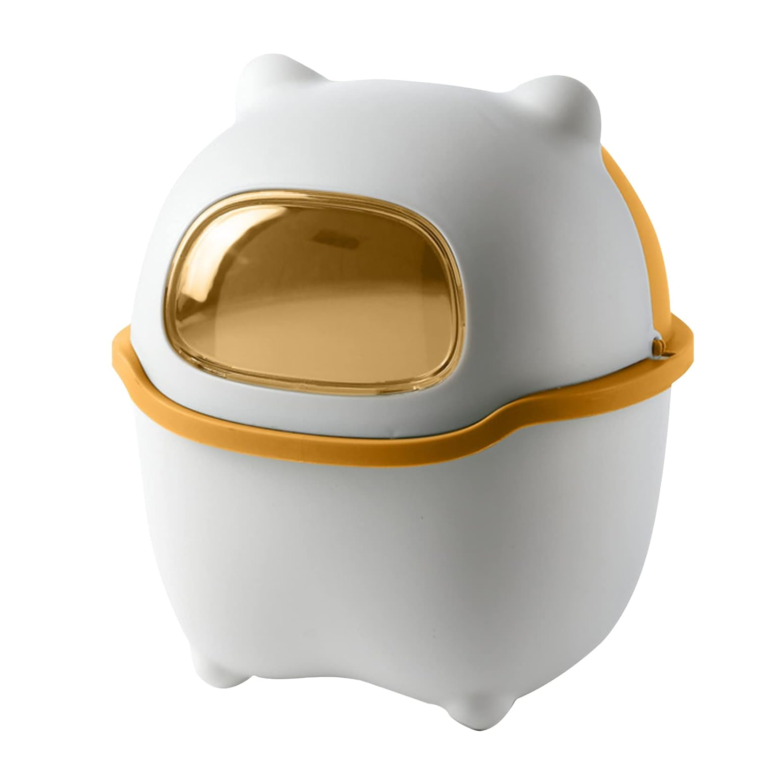 Mini Desk Trash Can Flip Countertop Garbage Bin Small Trash Can Bathroom Trash Cans with Lids for Kitchens, Offices, Waste Basket for Dressing Table (Yellow)