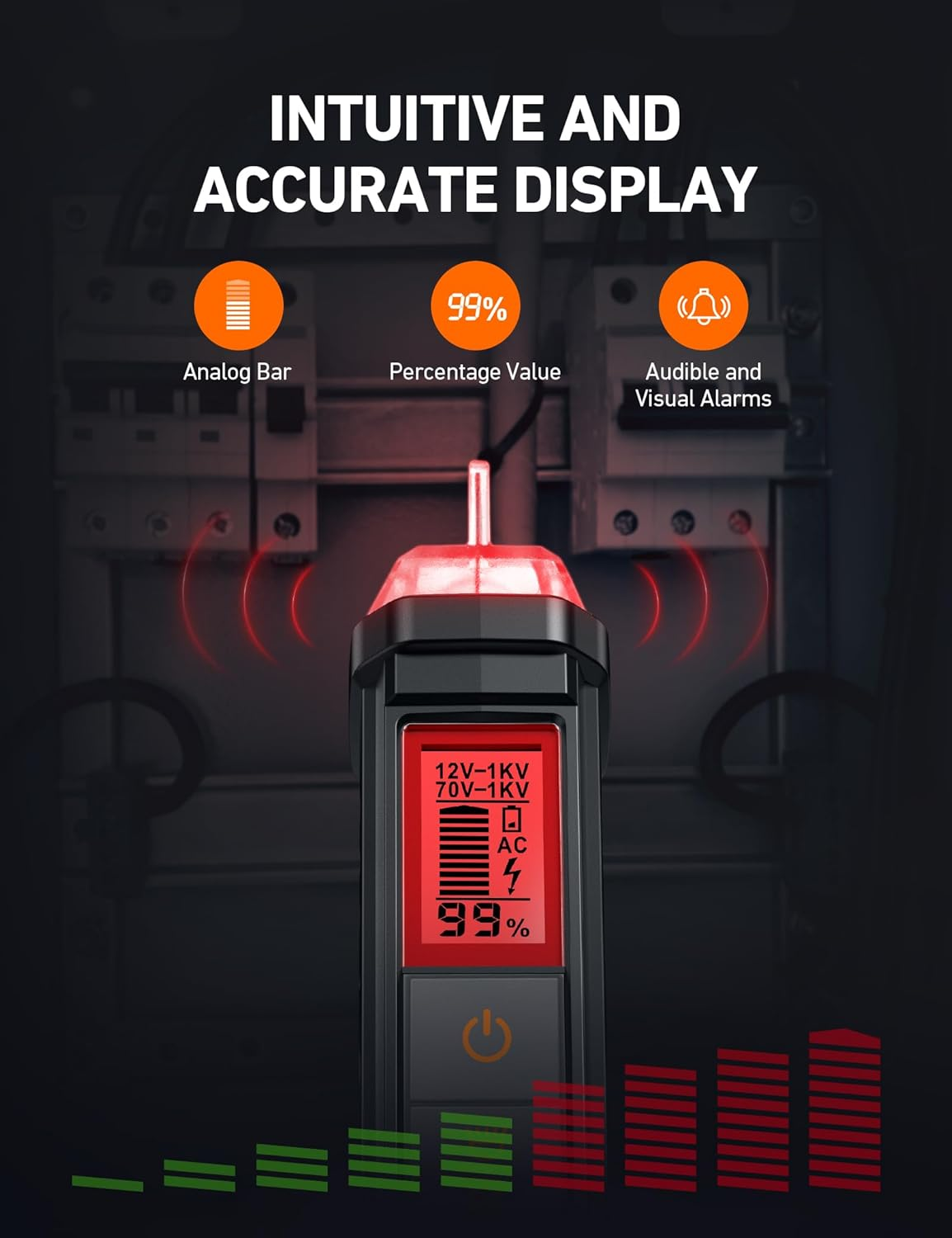 Astroai Non-Contact Voltage Tester 12V with Torch, Voltage Tester Pen with LCD Percentage Display, Wire Breakpoint Finder, Buzzer Alarm, Live Wire Tester with Screwdriver image number 5