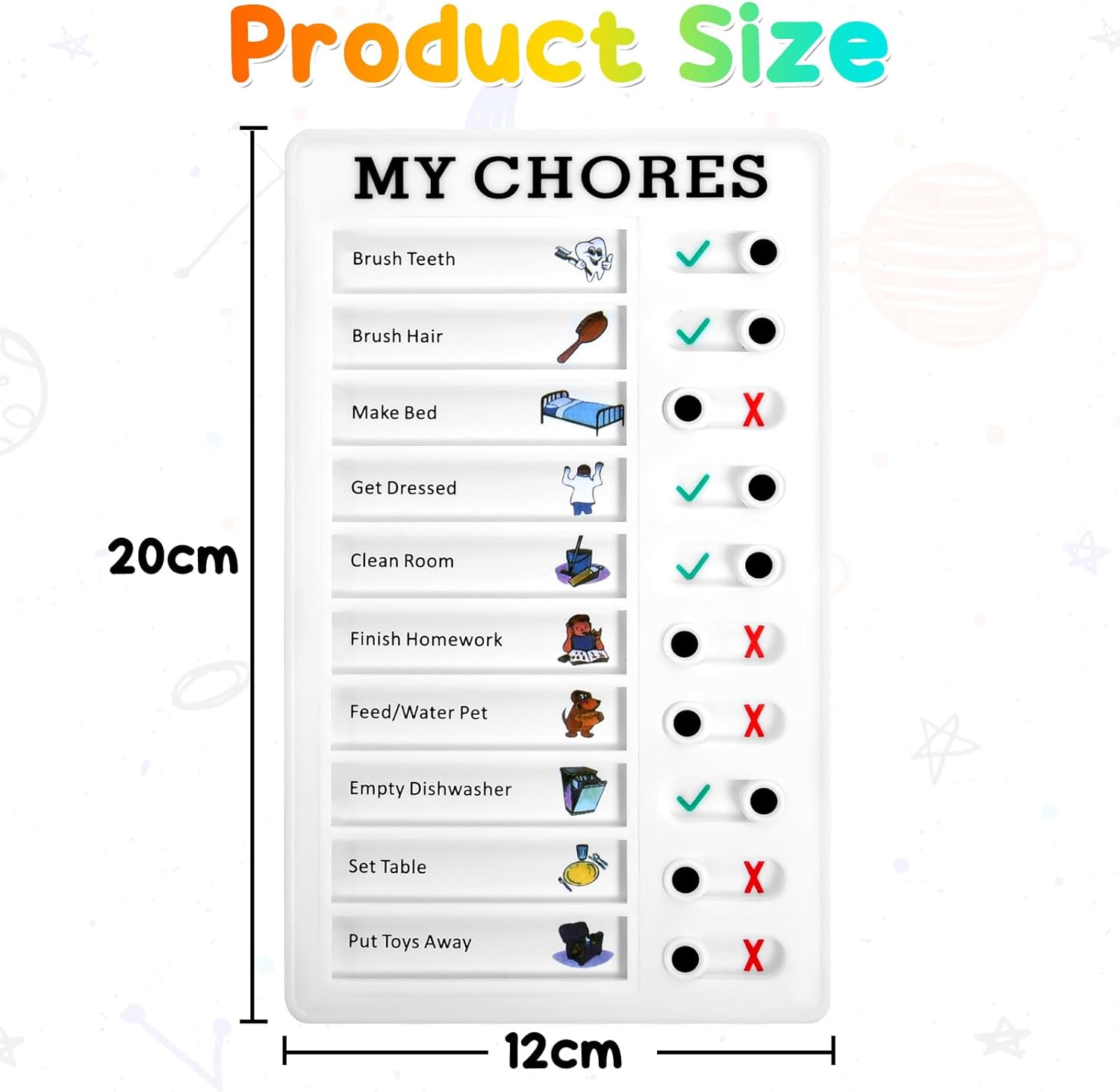 Chore Chart Memo Board 2 Pieces, Portable RV Checklist Board with 10 Blank Cardstock, Detachable Plastic DIY Message for Home Office Travel image number 1