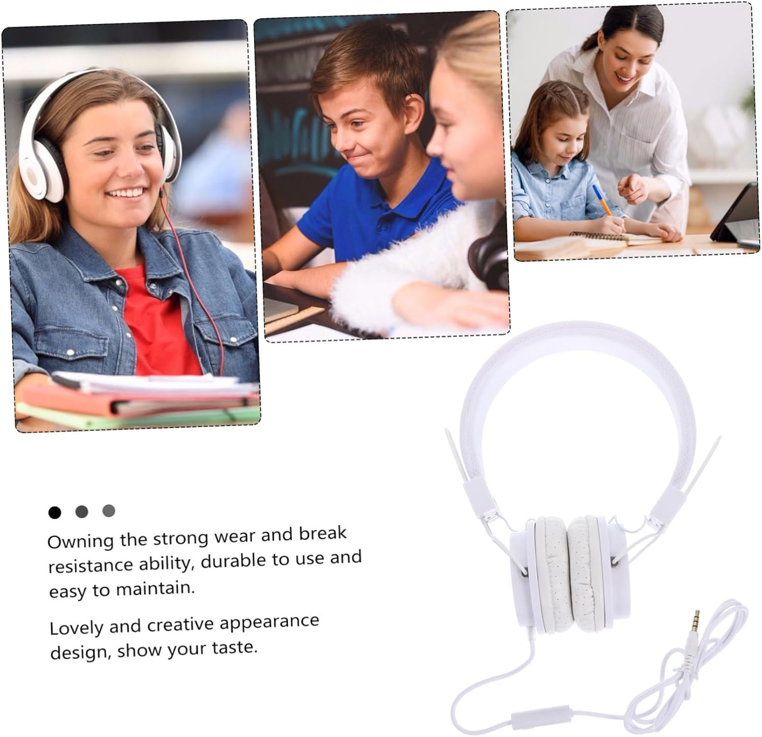 Housoutil Wired Over-Ear Gaming Headset with Mic Skin-Friendly Comfortable Earphones for Play Breathable Design Wide Compatibility Stable Sound Transmission White image number 6