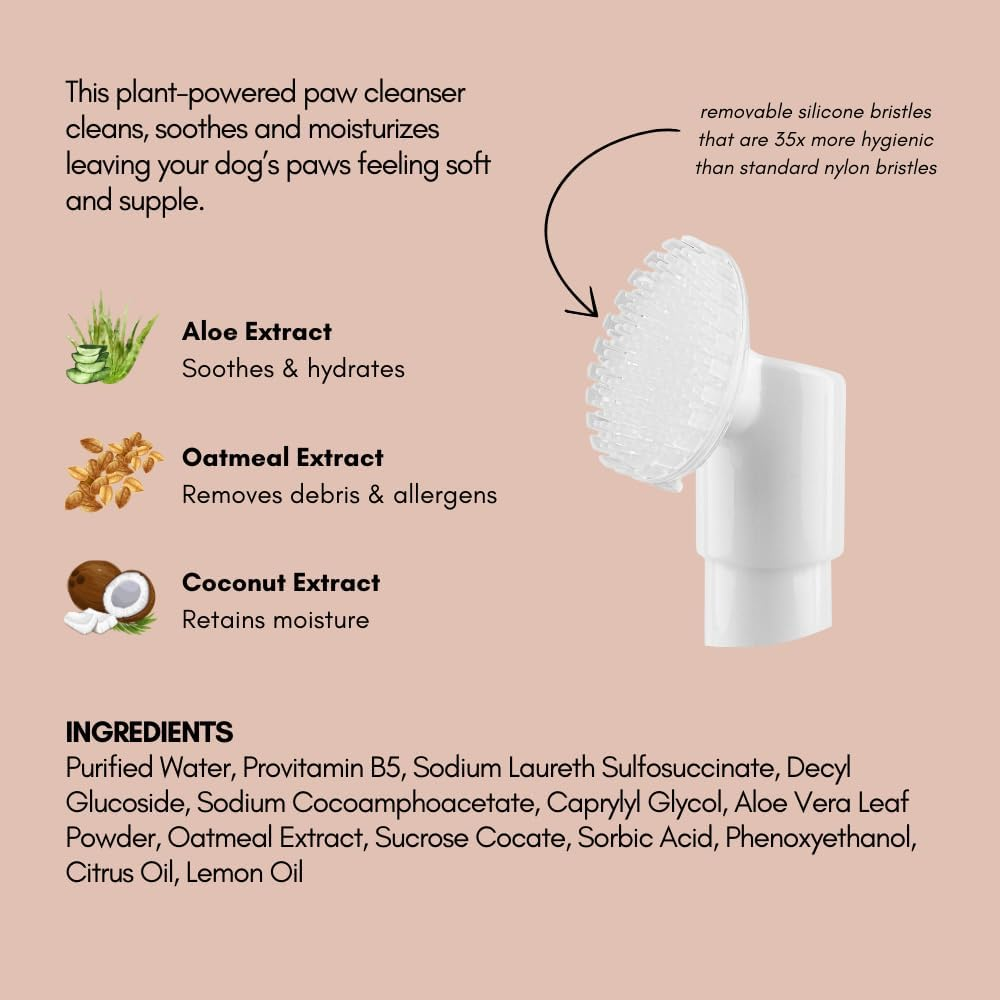 DOMESTEE Dog Paw Cleaner | Gentle & Ph-Balanced | Dog Paw Wash for All Breeds | Nourishing Formula with Aloe Vera | Portable & Easy-To-Use | Paw Cleaning Foam with Silicone Brush - 5.1 Fl Oz image number 5