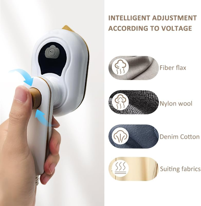 Mini Foldable Garment Steamer Iron, 2-IN-1 Clothes Handheld Steamer,Clothes Iron Steam Steamer,180&deg; Rotatable Steam Iron,Portable Iron Fabric Steamer for Home Office Business Travel (White) image number 1