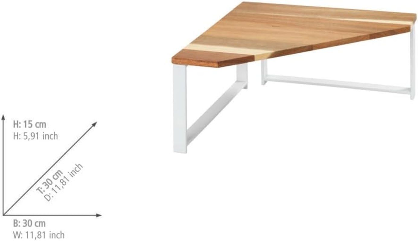 WENKO Louisa Kitchen Corner Shelf, Small Acacia Wood and Metal Countertop Shelf, Creates More Storage Space in the Kitchen, 30 X 15 X 30 Cm, White image number 3