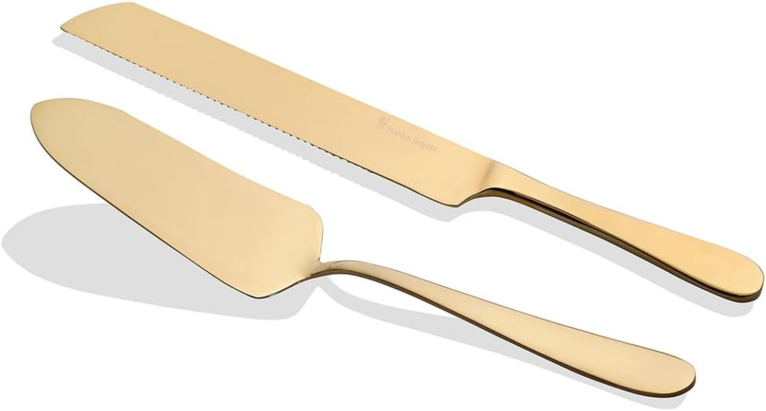 Stanley Rogers Albany Cake Knife and Server 2-Piece Set, Gold image number 1