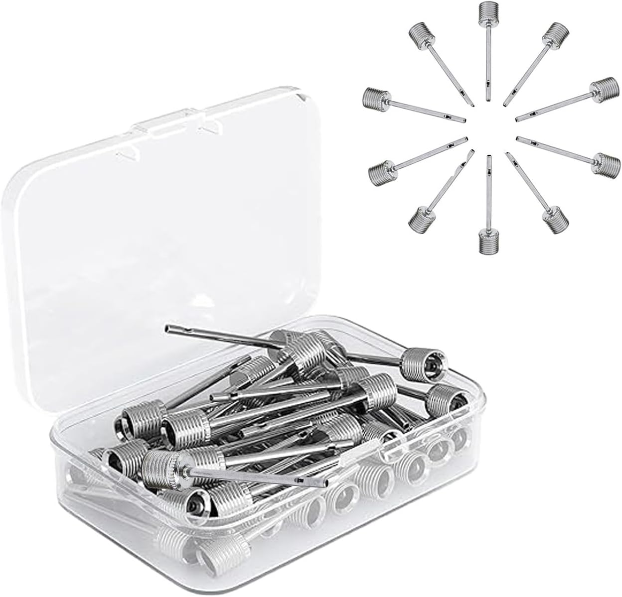 35 Pcs Stainless Steel Ball Pump Needles with Storage Box,Inflation Pump Accessories,Air Inflation Needles,Suitable for Basketballs, Footballs,Volleyballs and Other Sports Balls