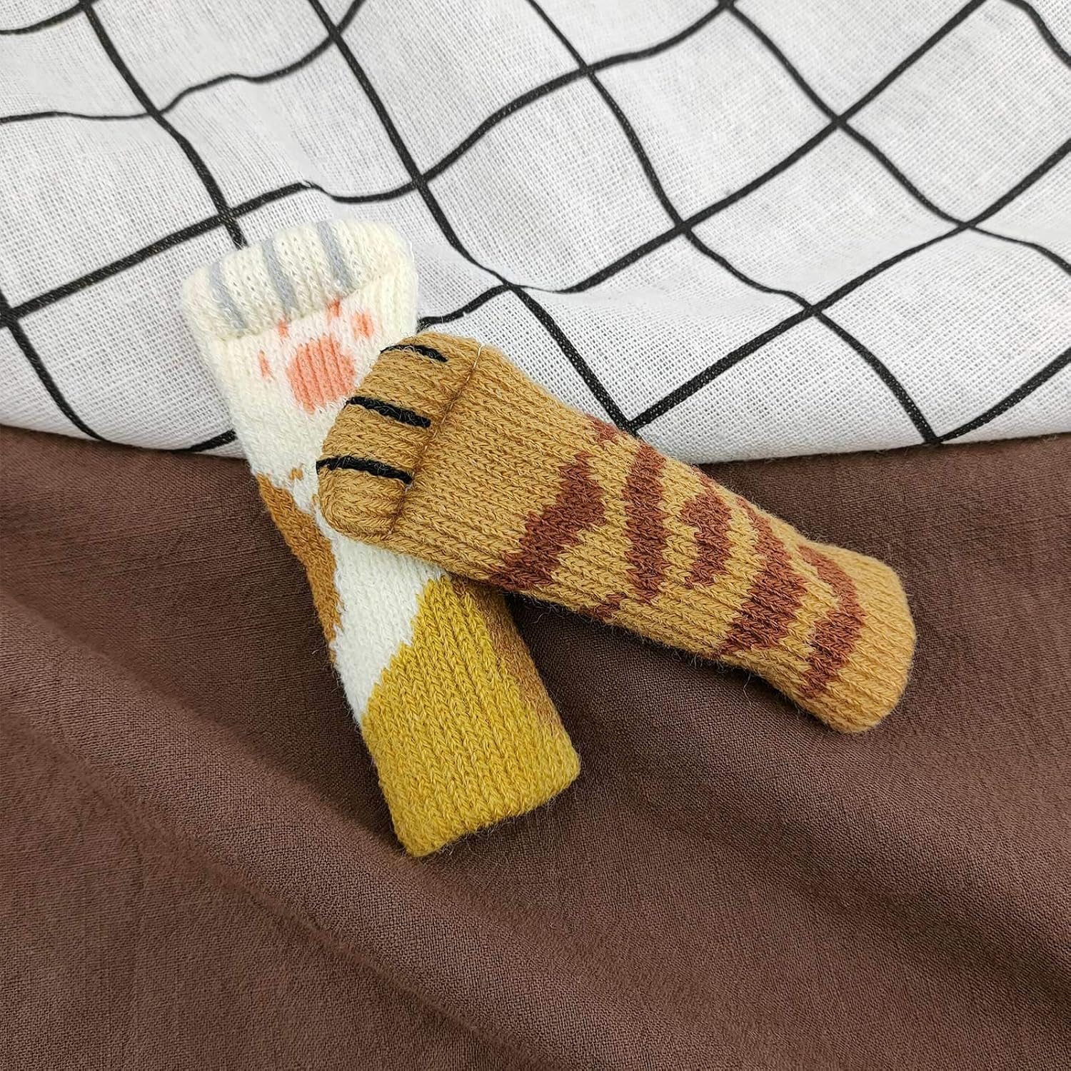 SING F LTD 24Pcs Furniture Leg Covers Set Cute Cat Paws Design High Elastic Non-Slip Floor Protectors Pads Reduce Noise for Desk Table Feet image number 1