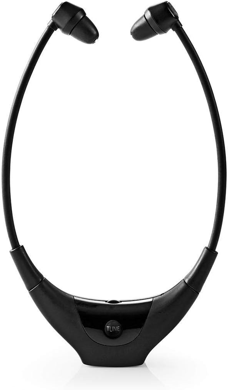 NEDIS Wireless TV Headphones Wireless Radio Frequency Headphones In-Ear, 4.5H Playtime, AUX, USB & Charging Base, Black, 1.20 M, One Size image number 1