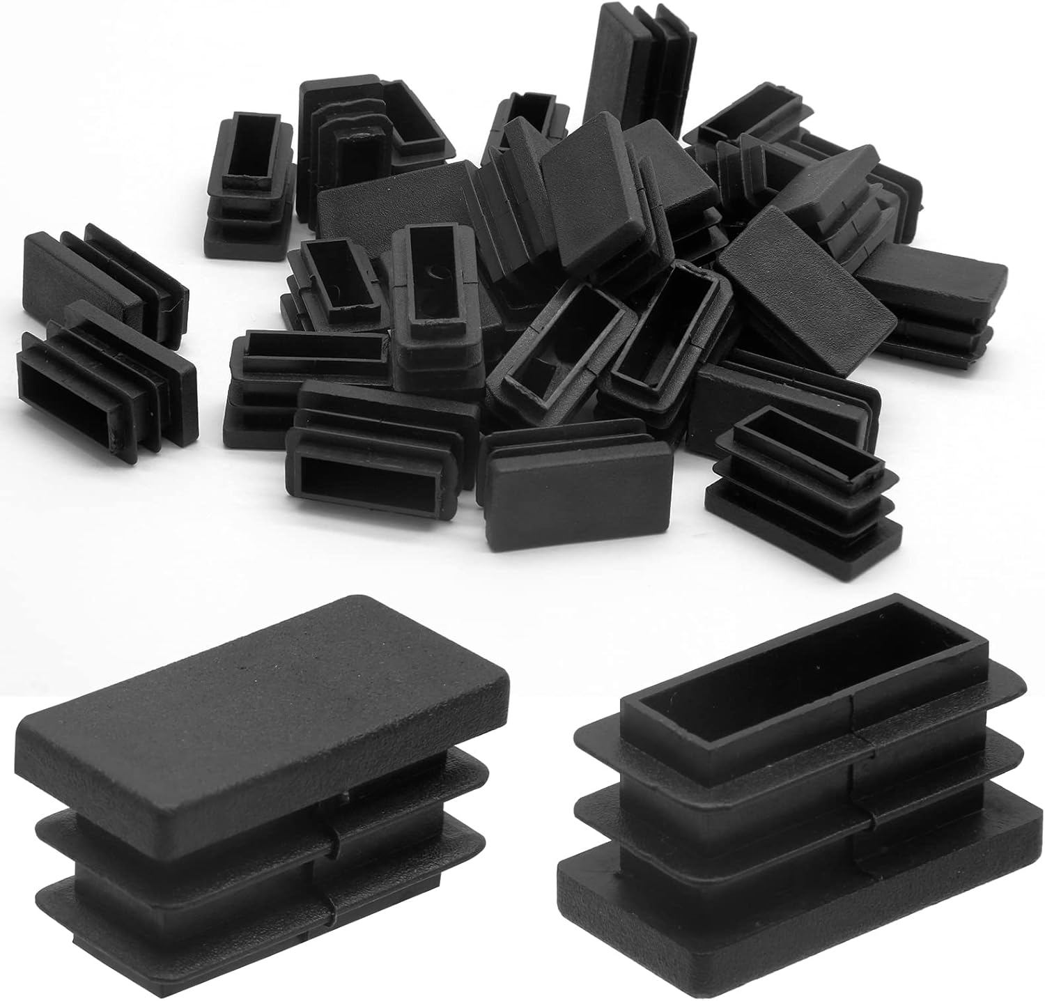 Piutouyar Rectangular Tubing End Caps, Plastic Plug Insert, Black End Cap for Tube Hole Insert, Fences, Furniture Non-Slip Protection (26Mm X 13Mm / 1.02 Inch X 0.5 Inch),32Pcs image number 4