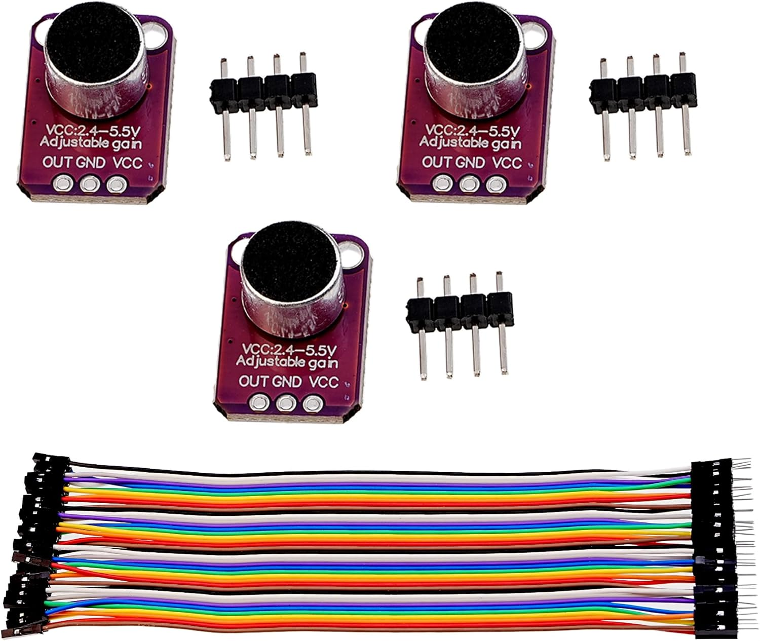 A-DIGISHUO 3Pcs MAX4466 Electret Microphone Sensor Compatible with for Arduino Raspberry Pi ESP32 Sound Sensor Amplifier image number 2