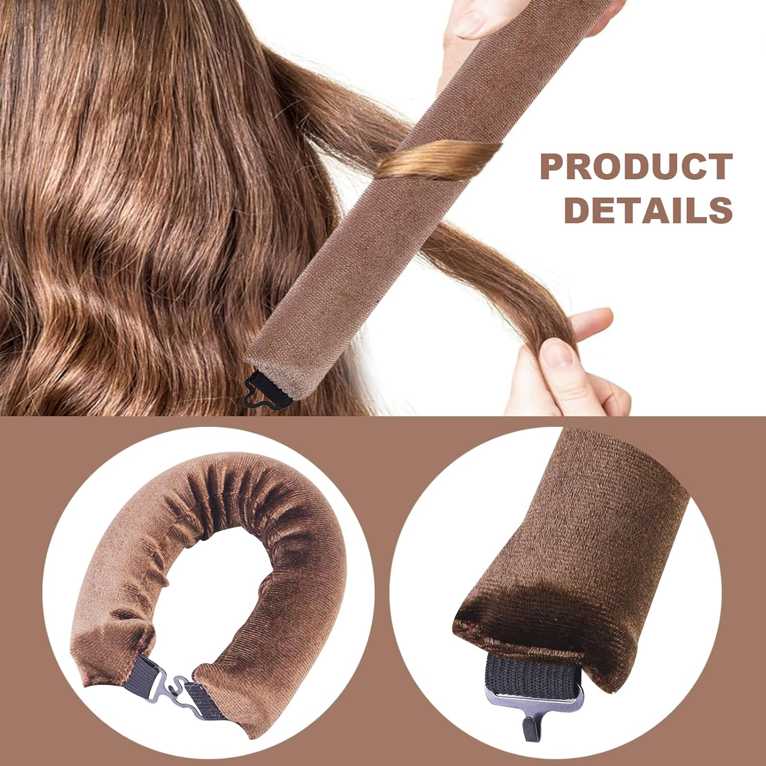 Pack of 3 Heatless Curls, Flexi Rods with Hooks, Overnight Curlers for Different Hair Types, Long and Short Hair image number 2