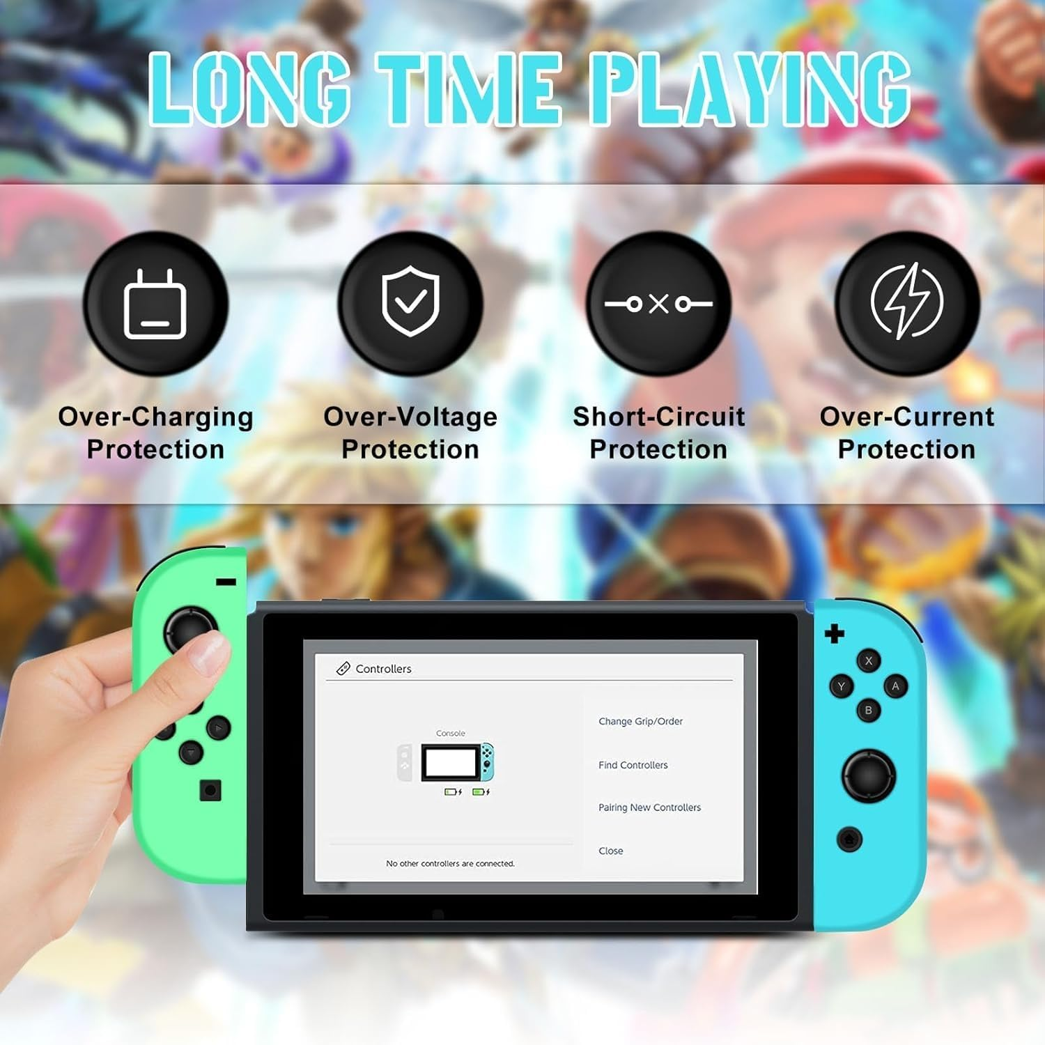 Joy Cons for Switch Controllers, Wireless Replacement for Switch Joycons, Left and Right Switch Controllers Support Sports Dual Vibration/Wake-Up Motion Control (Green) image number 3