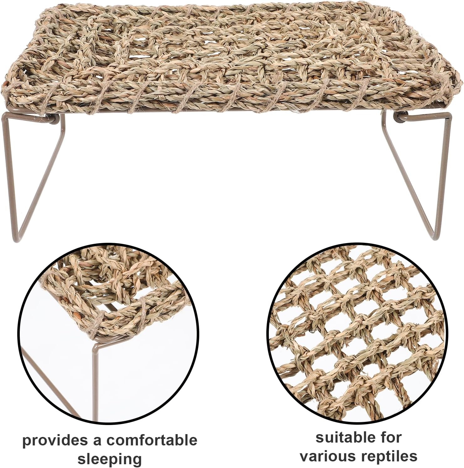 POPETPOP Lizard Lounger for Rest, Reptile Hammock Bed Seagrass Lounger Reptile Climbing Lounger Dragon Tank Accessories for Small Animals Guinea Pig Bearded Dragon image number 1