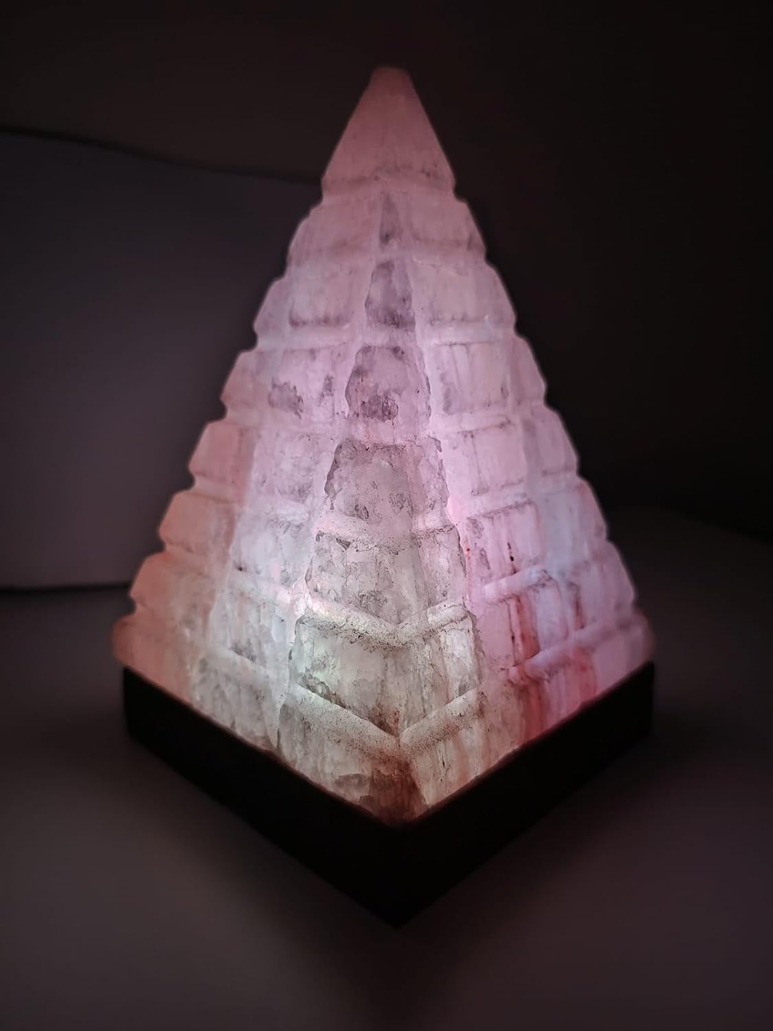 2-3 KG Premium Multi-Colour Cubical Cut Pyramid Salt Lamp 100% Authentic, Handcrafted from Beautifully Hand Craft Cubical Cut Pyramid Shape Lamp Comes with Complete Electric Fitting image number 1