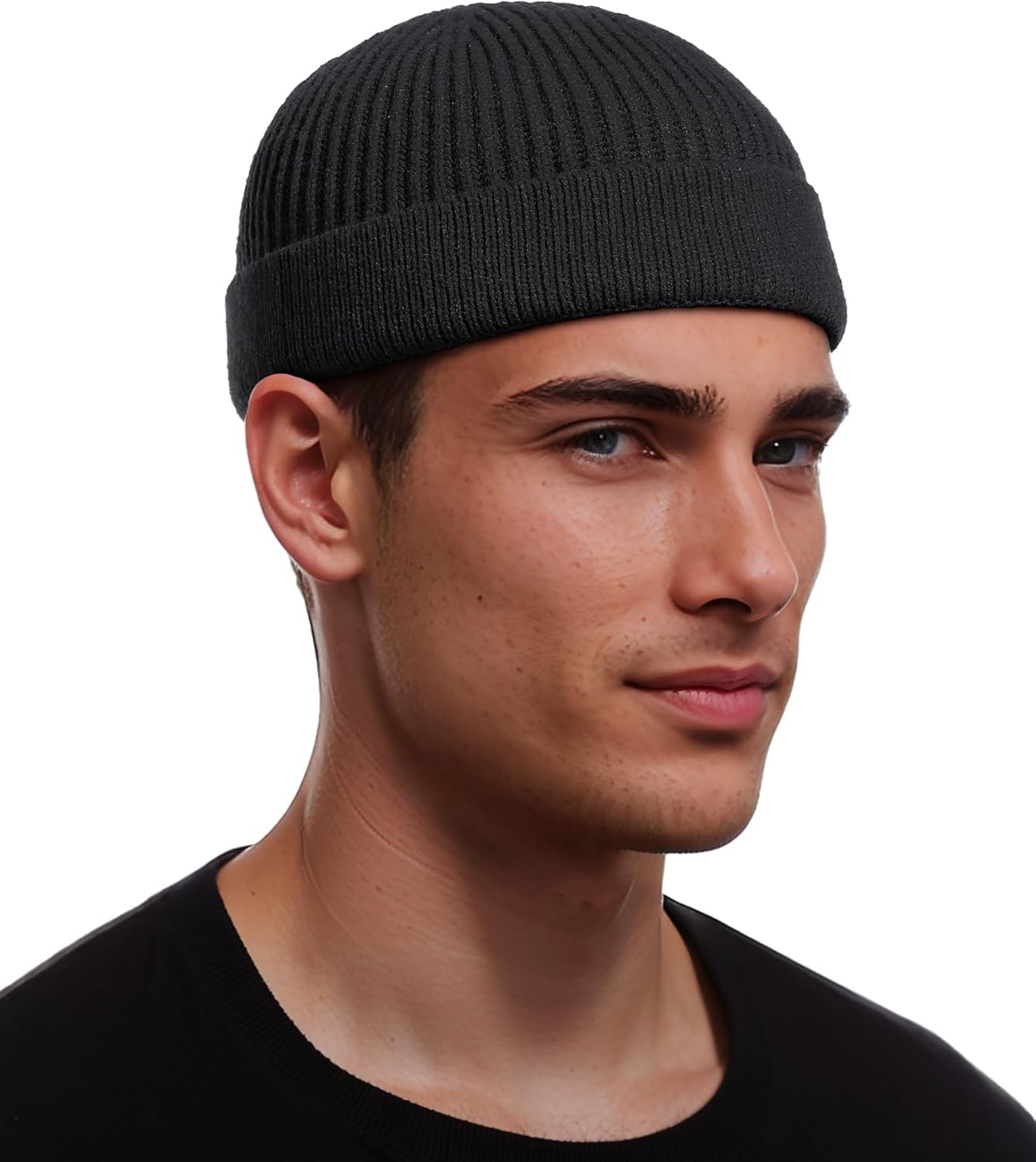 Swag Wool Short Fisherman Beanie for Men Women, Knit Cuff Trawler Beanie Watch Hat, Soft Spring Fall Skull Cap Unisex