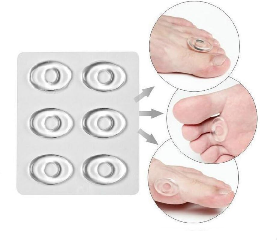 6 Sheets/36 Pcs Transparent Oval Gel Foot Corn Rings Silicone Callus Cushions Soft Sticky Foot Protector Corn Pads Toe Pads Self Adhesive Back Heel Sticker Shoes Sticker