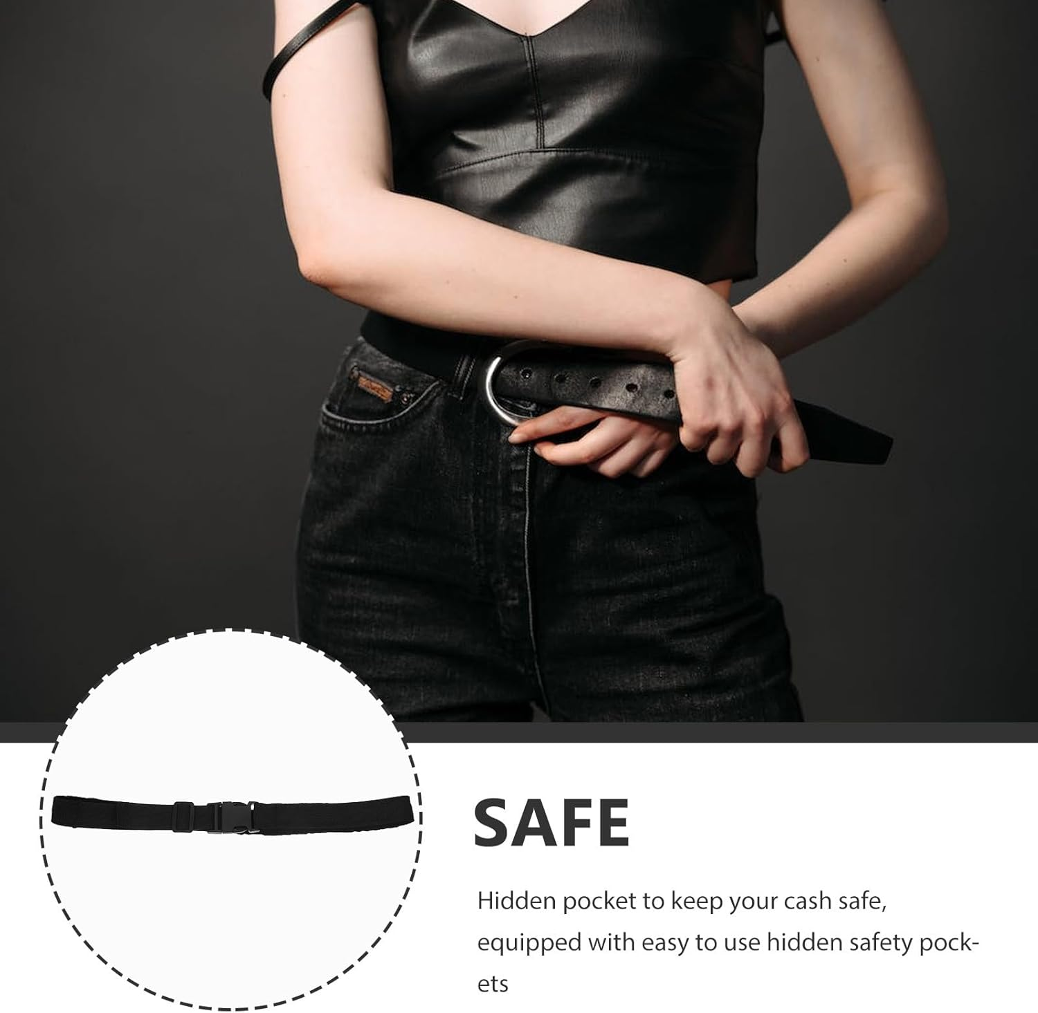 Holibanna Invisible Security Money Belt, Multifunctional Travel Waist Belt Wallet with Hidden Pocket, Black 120Cm Portable Outdoor Sports Waistband for Men and Women image number 1