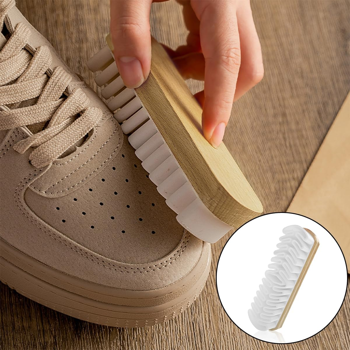 Suede Cleaning Shoe Brush, Nubuck Wood Brush for Jackets, Furniture, Boots (Brown) image number 3