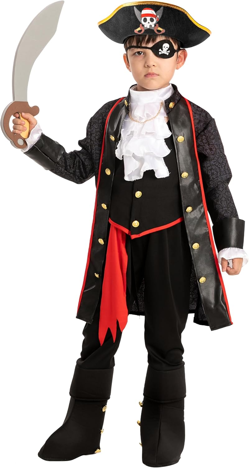 Spooktacular Creations Halloween Pirate Costume for Kids, Boy Captain Pirate Costume for Trick or Treat Themed Party image number 2