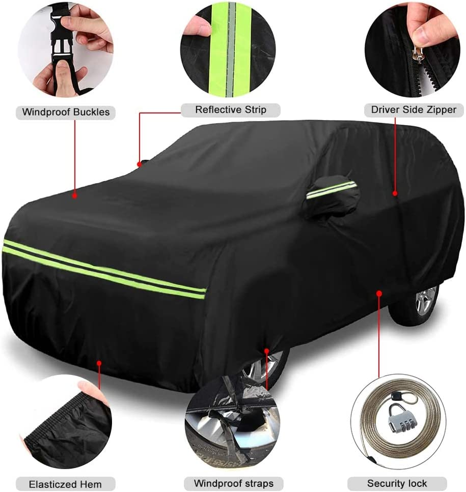 Waterproof Car Covers Replace for 2002-2023 Volvo XC90, 6 Layers All Weather Car Cover with Zipper Door & Windproof Bands for Snow Rain Dust Hail Protection image number 3