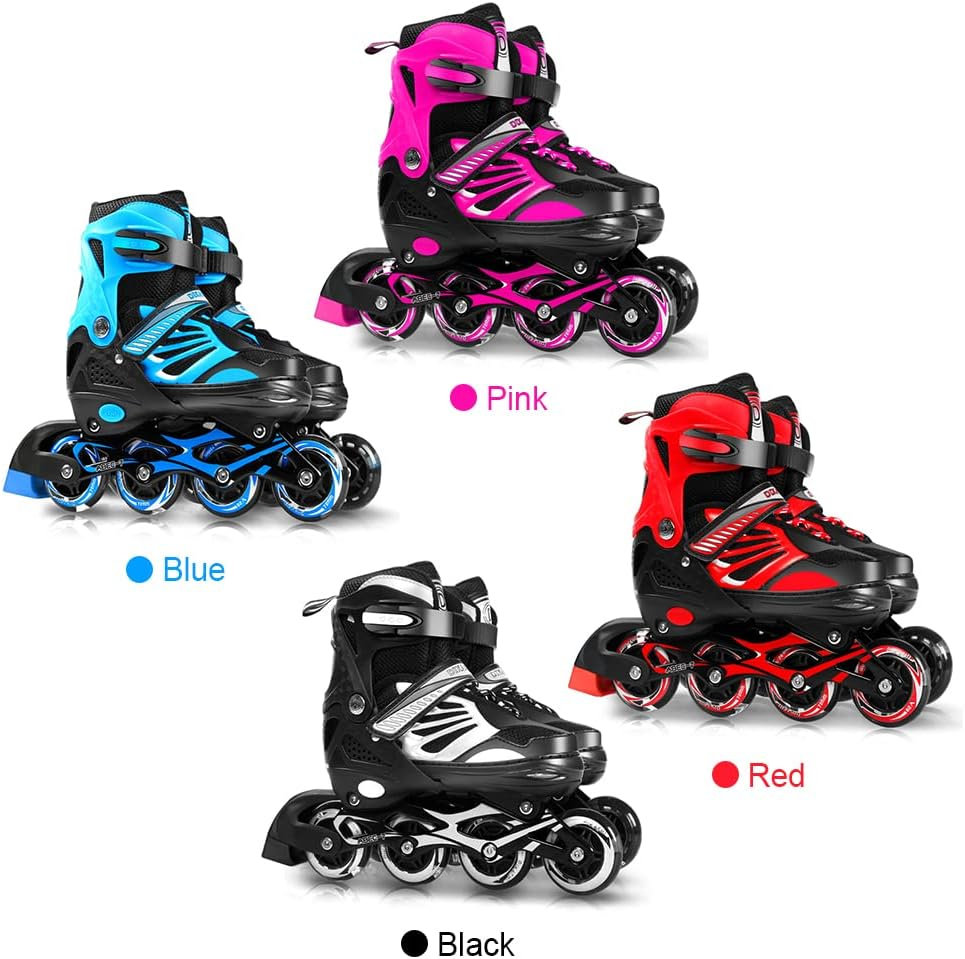 Adjustable Illuminating Inline Skates with Light up Wheels for Kids and Youth Girls Boys Inline Skates Blue L image number 3
