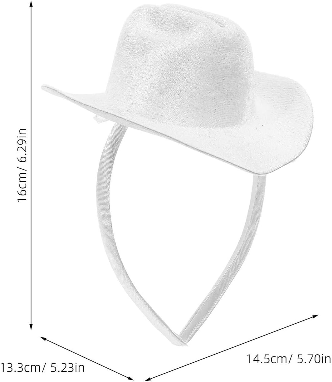 TEHAUX Mini White Cowboy Hat Headband 13.5Cm Western Cowgirl Hat Hair Accessory for Women Festival Party Costume Dance image number 5