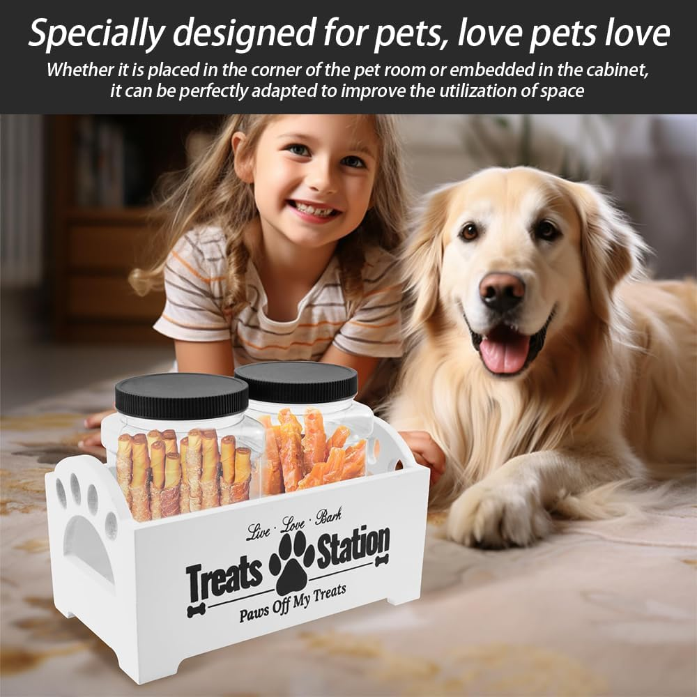 Pet Treat Storage Container, Portable Dog Treat Containers, Mutifunction Storage Canister, Modern Farmhouse Dog Treats Container with Handles 2 Jars ﻿ image number 5