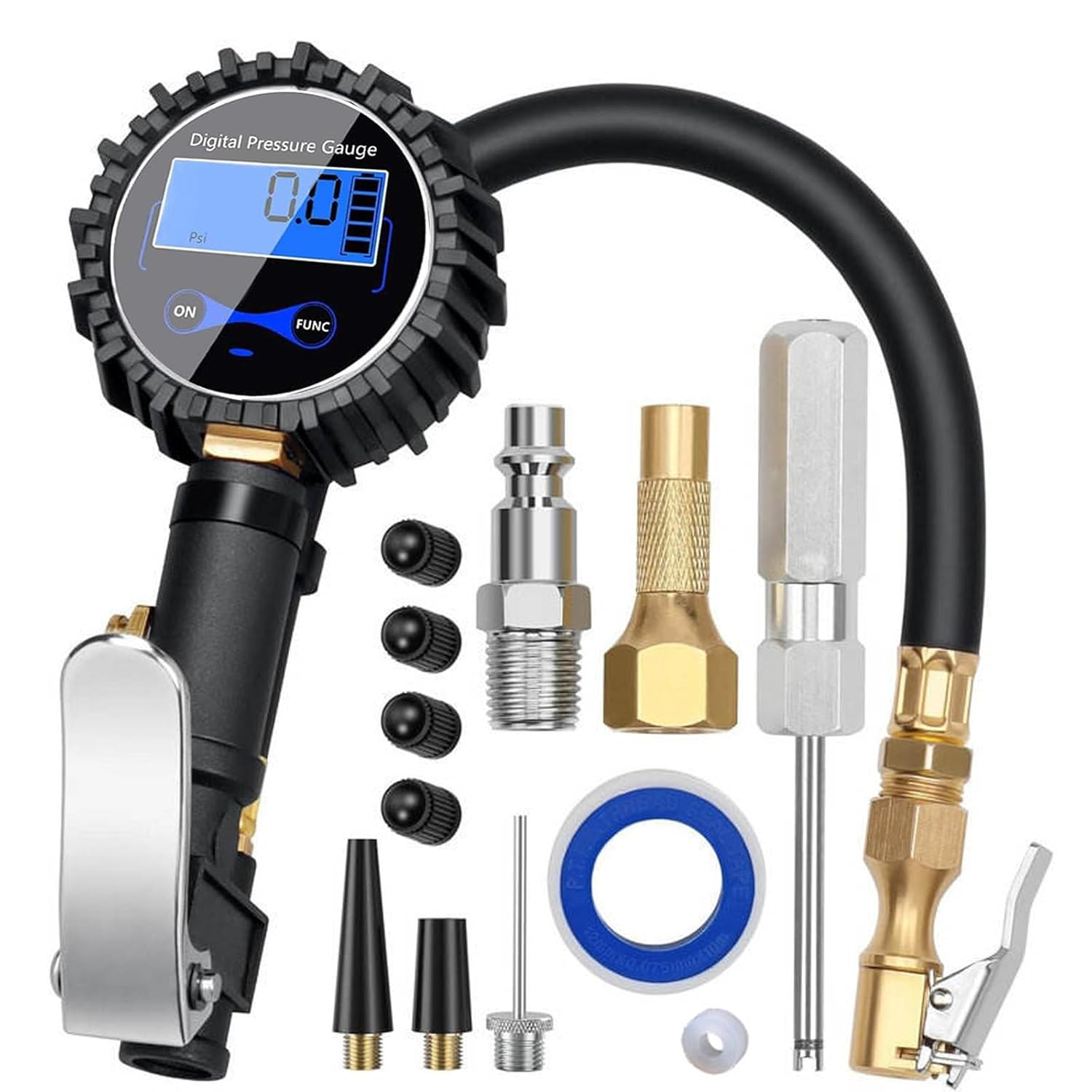 KOZTOL Digital Tire Pressure Gauge with Pressure Gauge, 200 PSI Heavy Duty Air Chuck and Compressor Accessories with Rubber Hose and Quick Connect Coupler, Portable Air Compressor image number 6