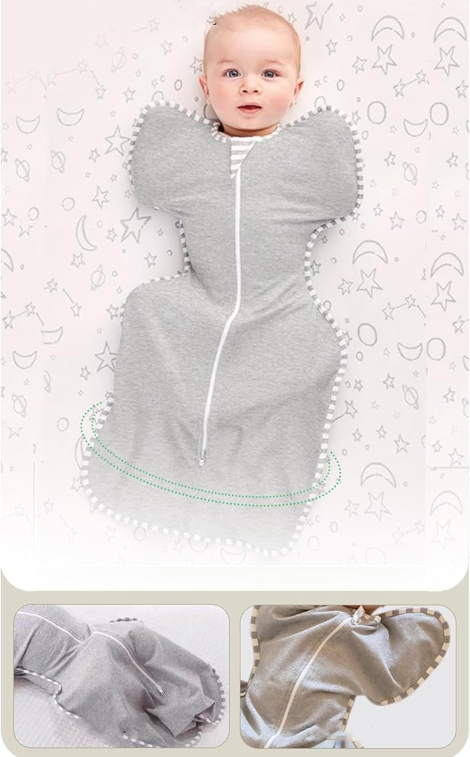 Premium Cotton Baby Swaddle Wrap - Ultra-Soft Newborn & Infant Swaddling Blanket for Nursery, Stroller, Travel | Hypoallergenic Unisex Design, Fit for 3.5&ndash;6 Kg-S image number 1