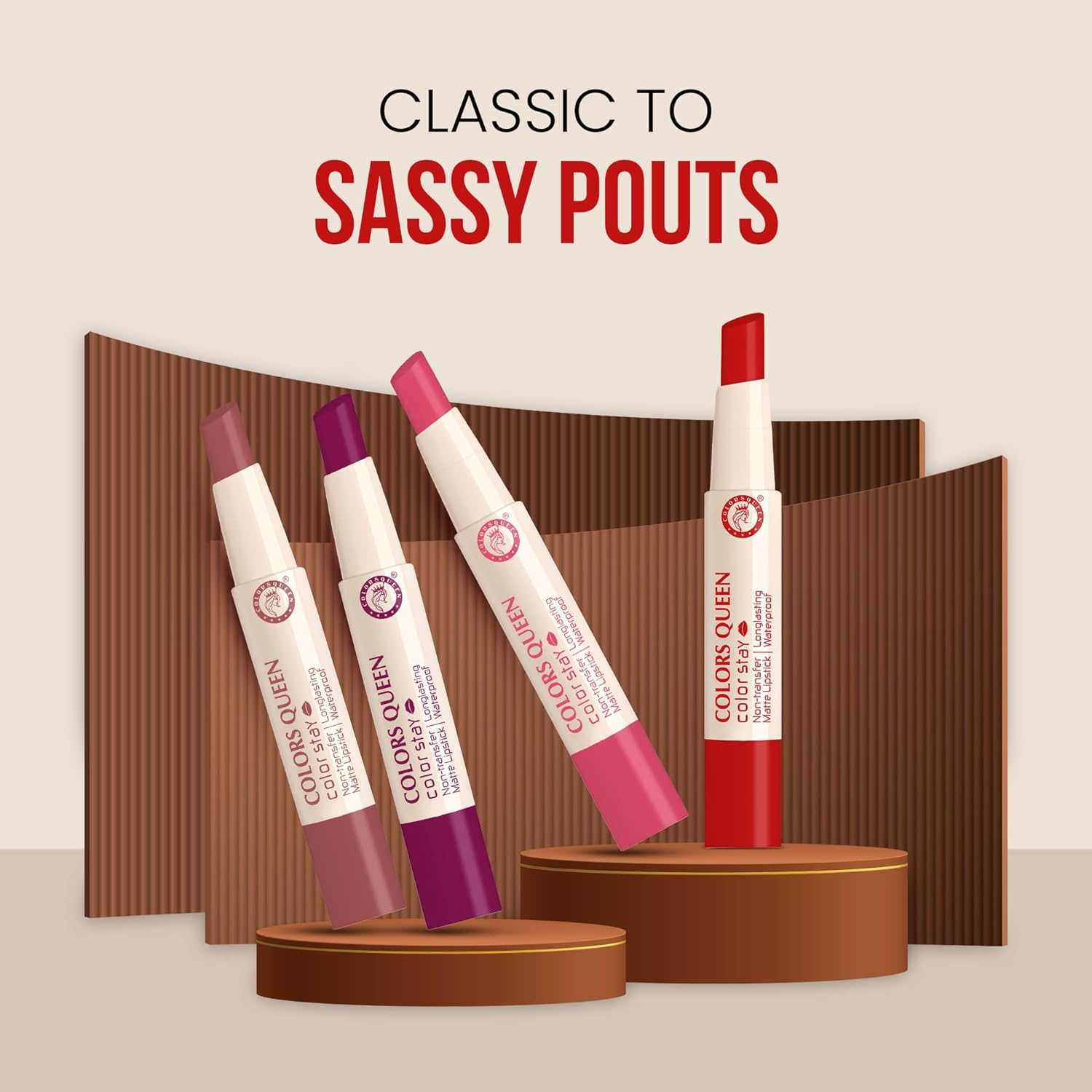 COLORS QUEEN Women'S 24 Hrs Colors Stay, Smudge Free, Long Lasting Non-Sticky and Dry, Transfer-Proof, Waterproof, Vegan and Cruelty Free Matte Lipstick (Wine) image number 2