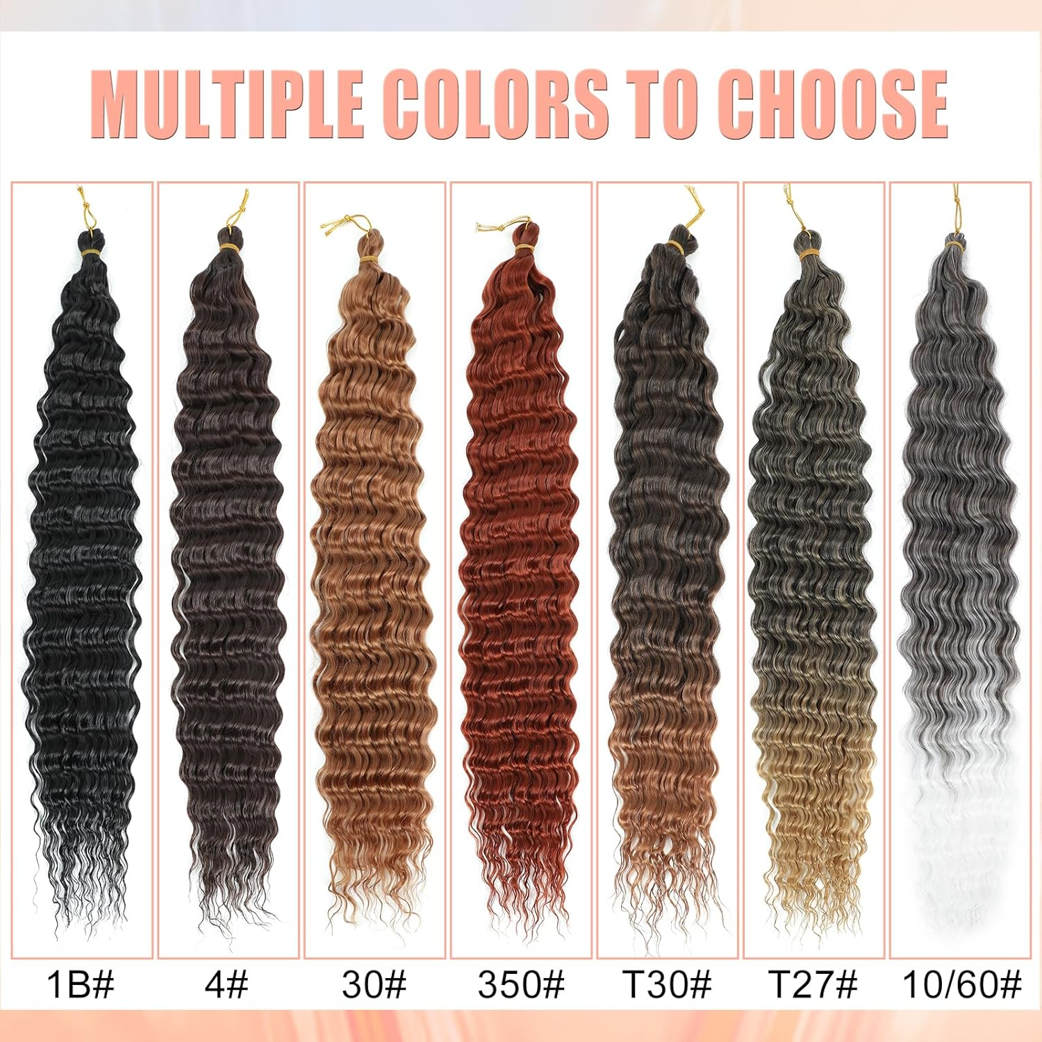 Herkeymidy Ocean Wave Crochet Hair 3 Packs 22 Inch Deep Wave Wavy Braiding Hair Crochet Synthetic Braids Hair Extension for Black Women (1B) image number 1