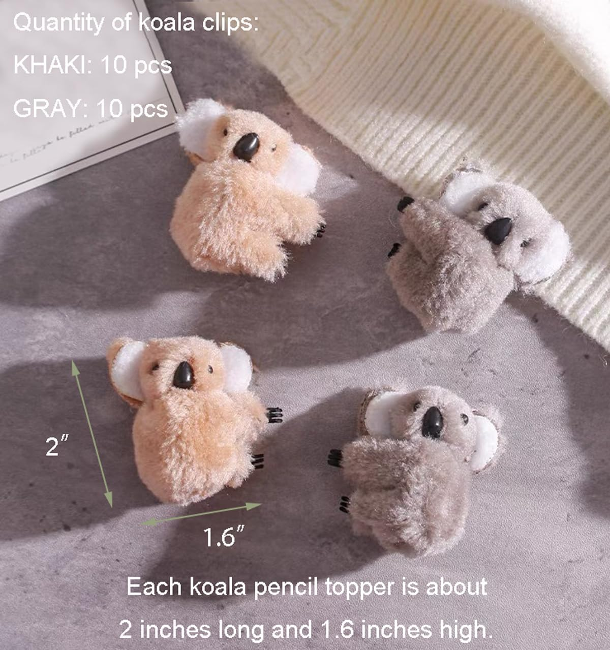 20Pcs Koala Clip Pencil Buddy Clip on Pencil Topper Animal Hungers Koala Birthday Party Favors image number 1
