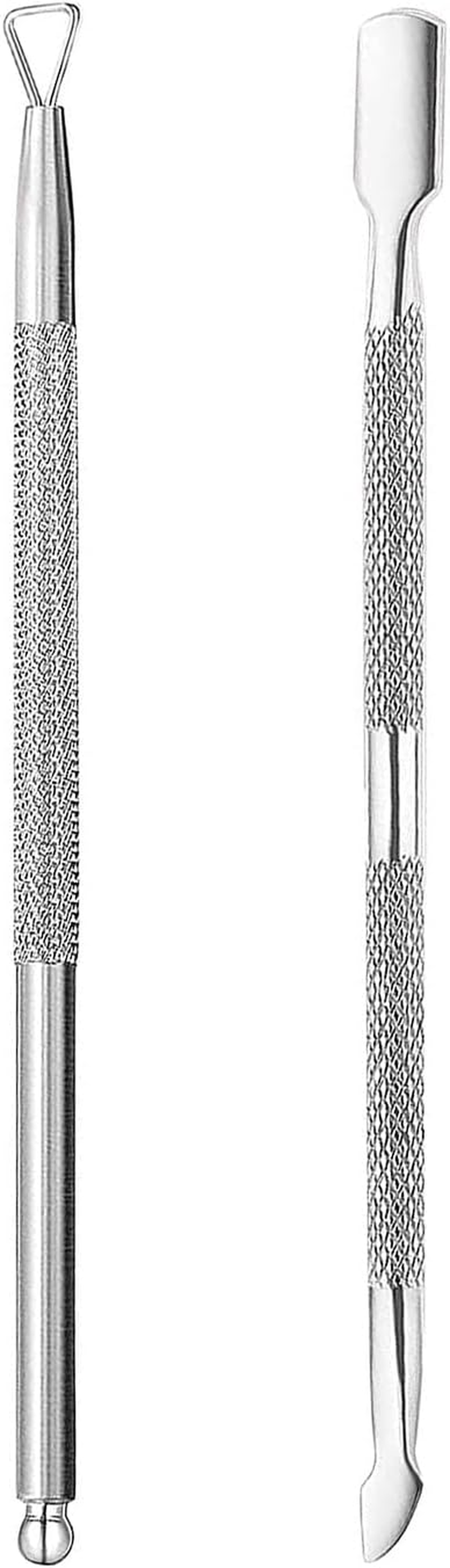 2 Pcs Professional Cuticle Pusher and Cuticle Peeler UV Gel Nail Polish Remover Tool Stainless Steel Dual Head Nail Scraper for Fingernails and Toenails