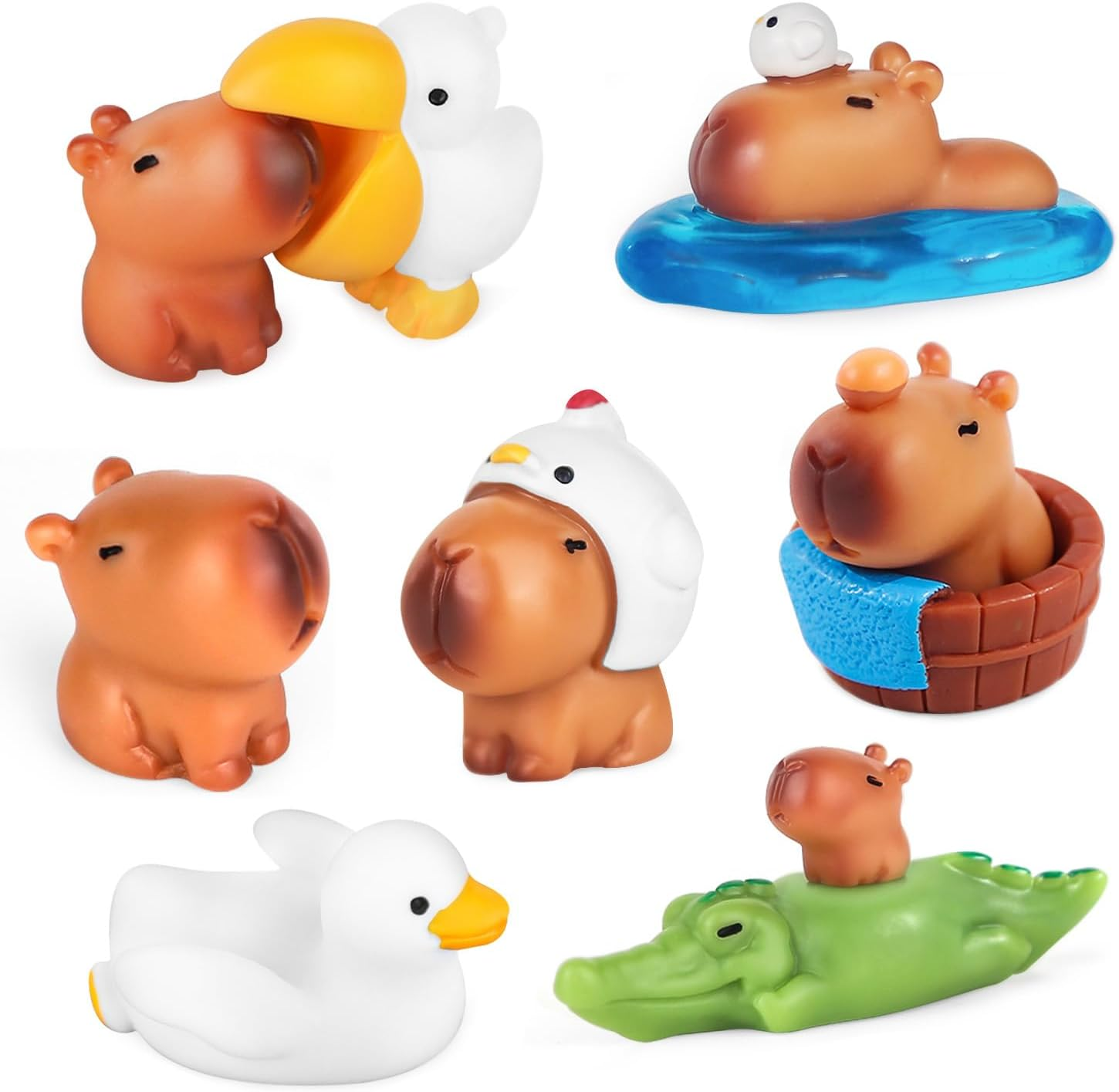 10 Pack Mini Capybara Figures Cake Toppers,Miniature Cute Capybara Fairy Fairy Garden Decoration for Kids Birthday Baby Shower Party Cake Dollhouse Desktop image number 4