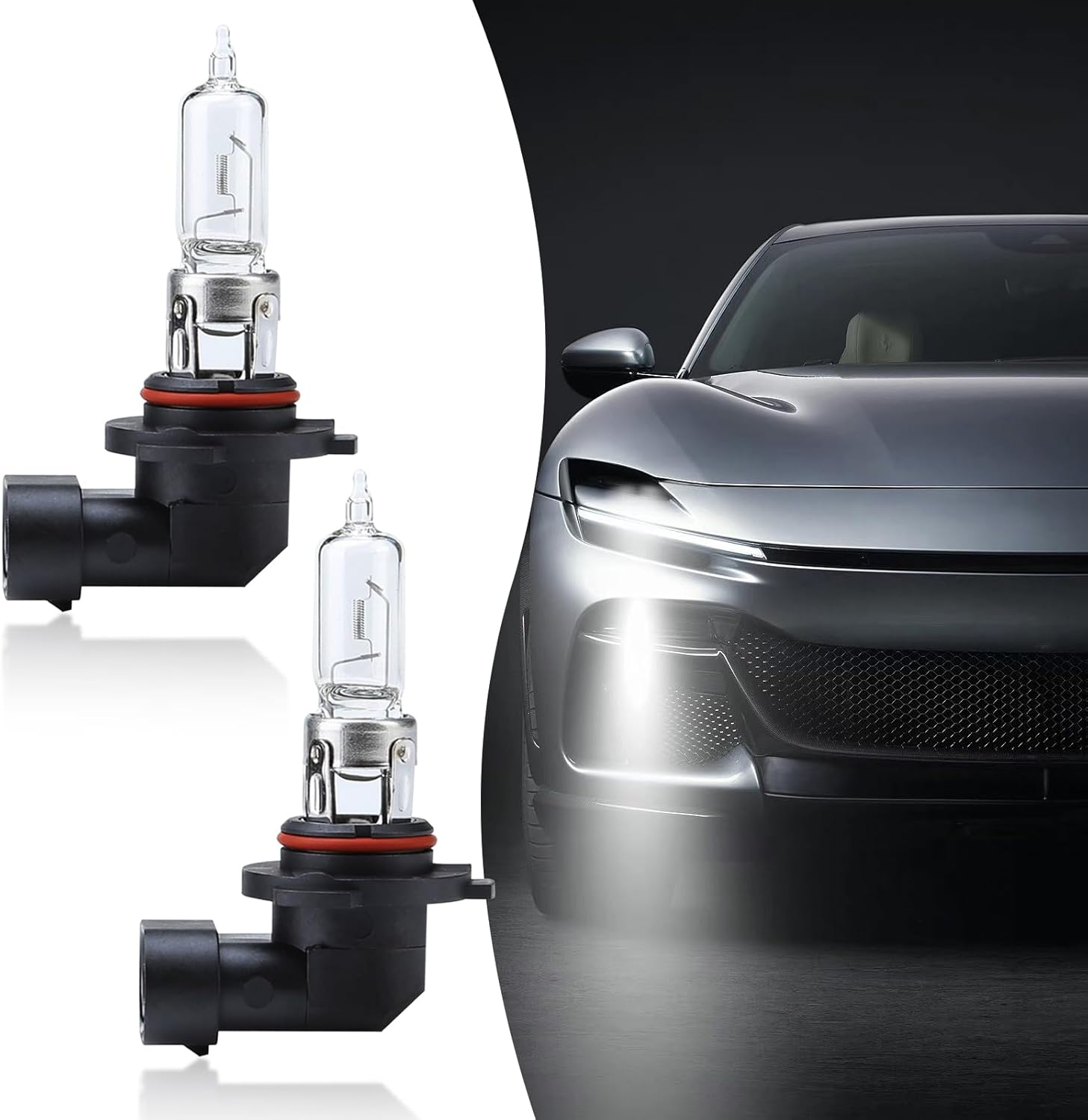 UGSHY 2 PCS H11 Automotive Halogen Bulb, 12V 55W 60,000 Hours Service Life High-Transmission Quartz Glass High Low Beam, Lighting Replacement Accessories, Compatible with Most Car Models (White)