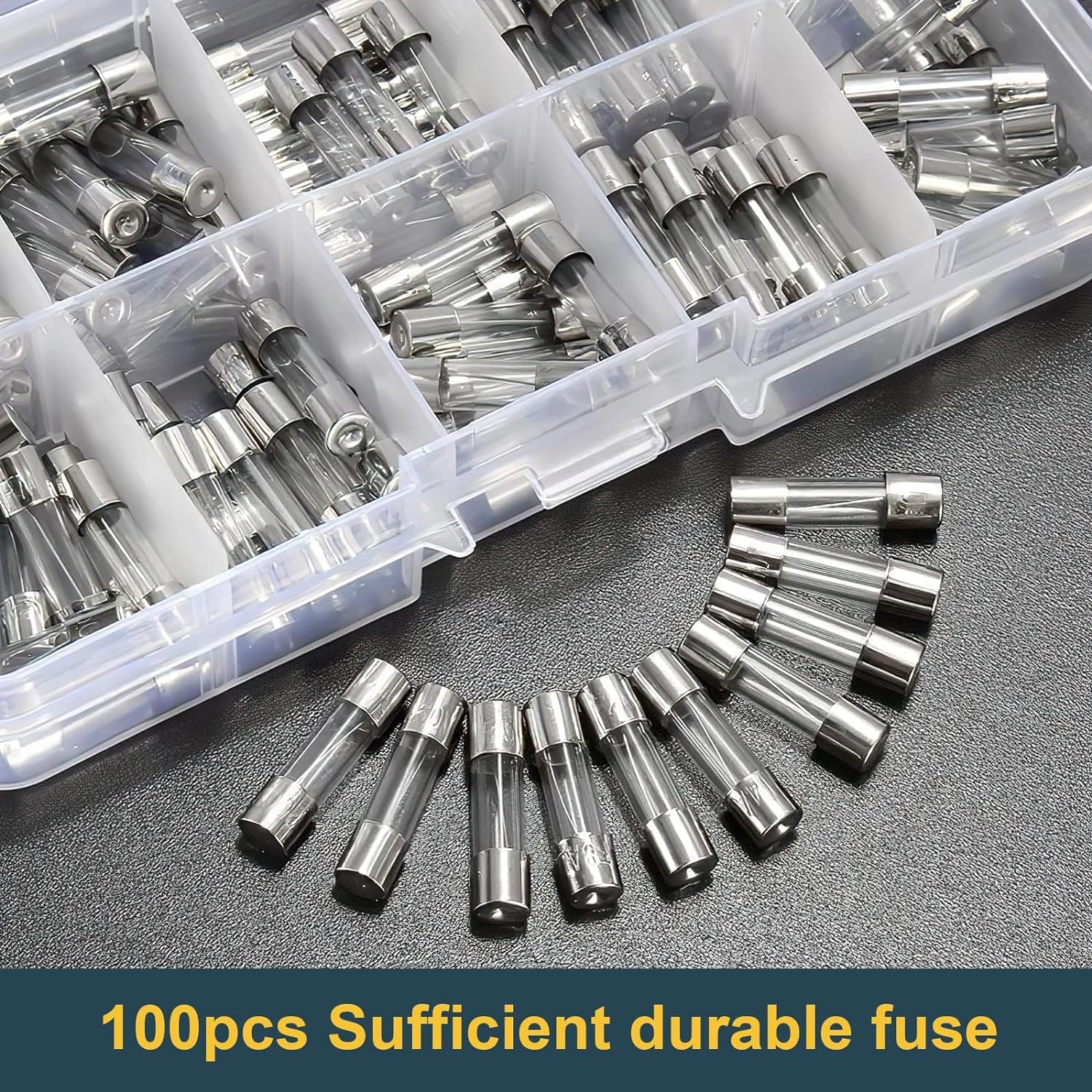 Glass Quick Fast Blow Fuse, 100Pcs Glass Tube Fuses Assorted Kit 0.2A~20A, 10 Models Each 10Pcs