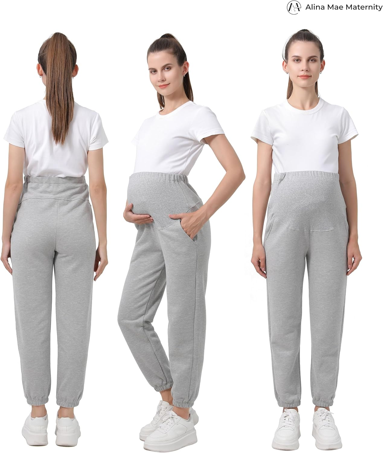 Women'S Maternity Joggers Pregnant Sweatpants Pants Casual Lounge over Belly Gym image number 6