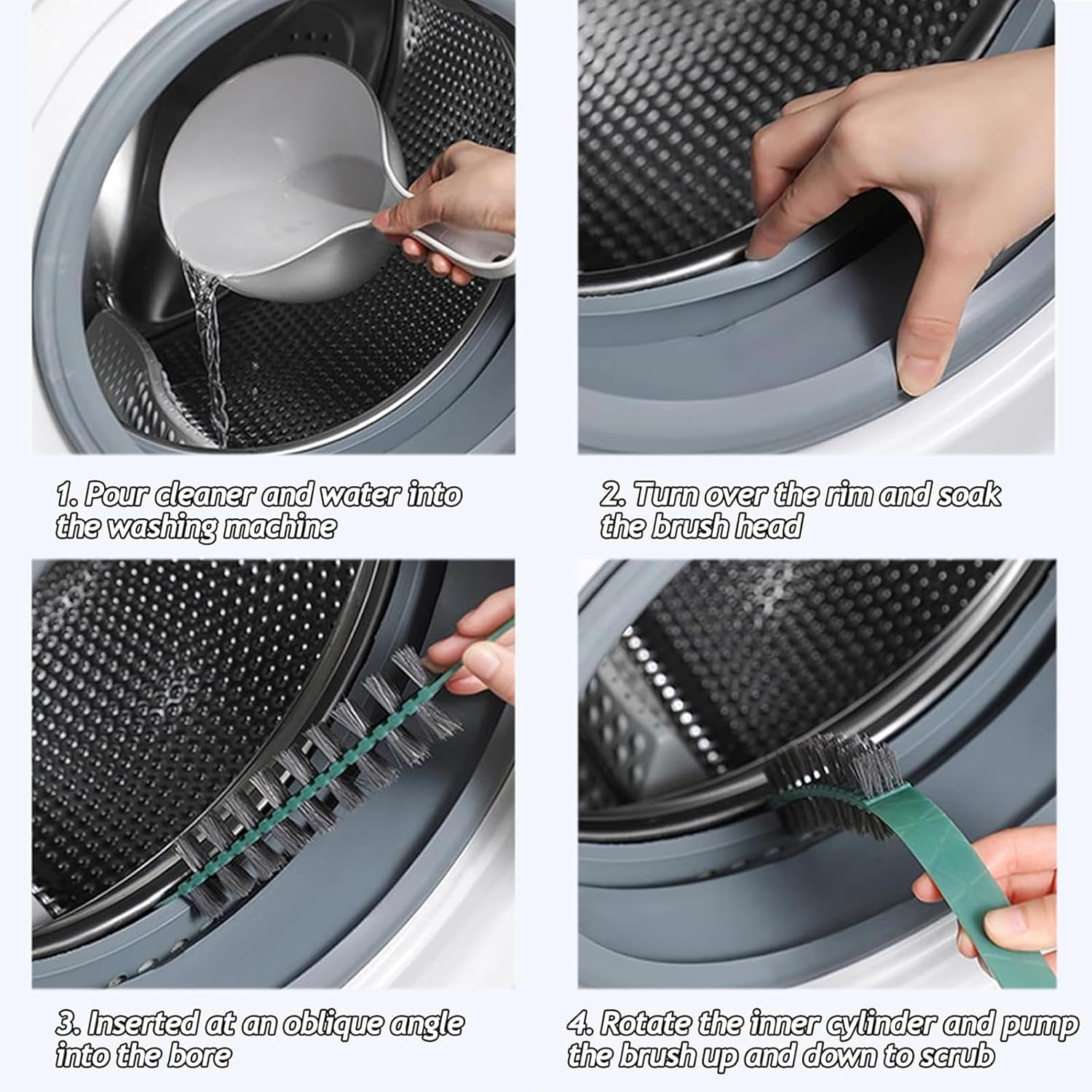 Washing Machine Cleaning Brush 3Pcs, Drum Cleaning Brush, Washing Machine Cleaner Front Load Washer Cleaner Brush Cleaning Tools image number 3