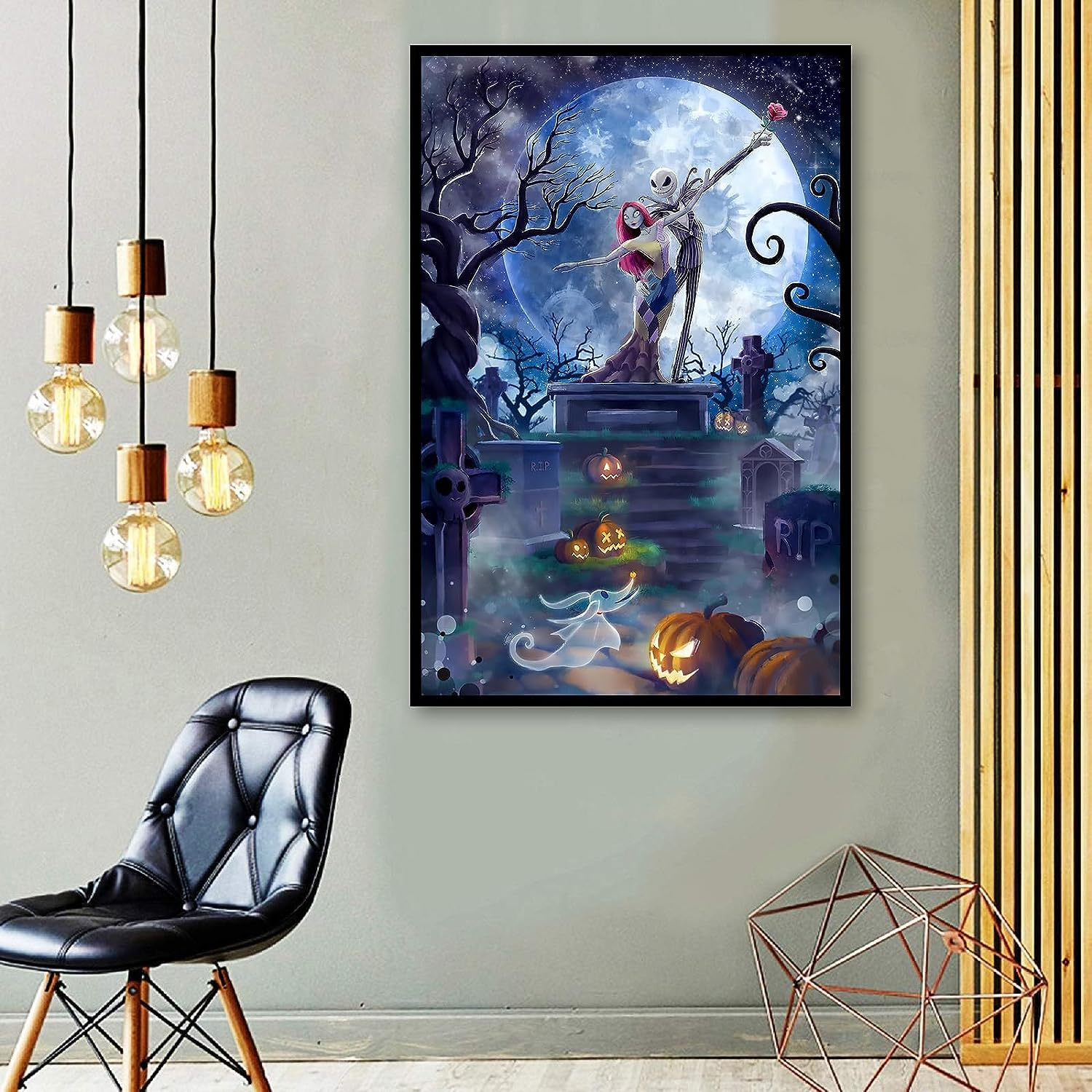 CAMOYAI Halloween Diamond Painting for Adults - Horror Jack 5D DIY Full round Drill Diamond Art Kits, HD Canvas Painting Craft Gem Art for Home Wall Decor and Gifts 12 X 16 Inch