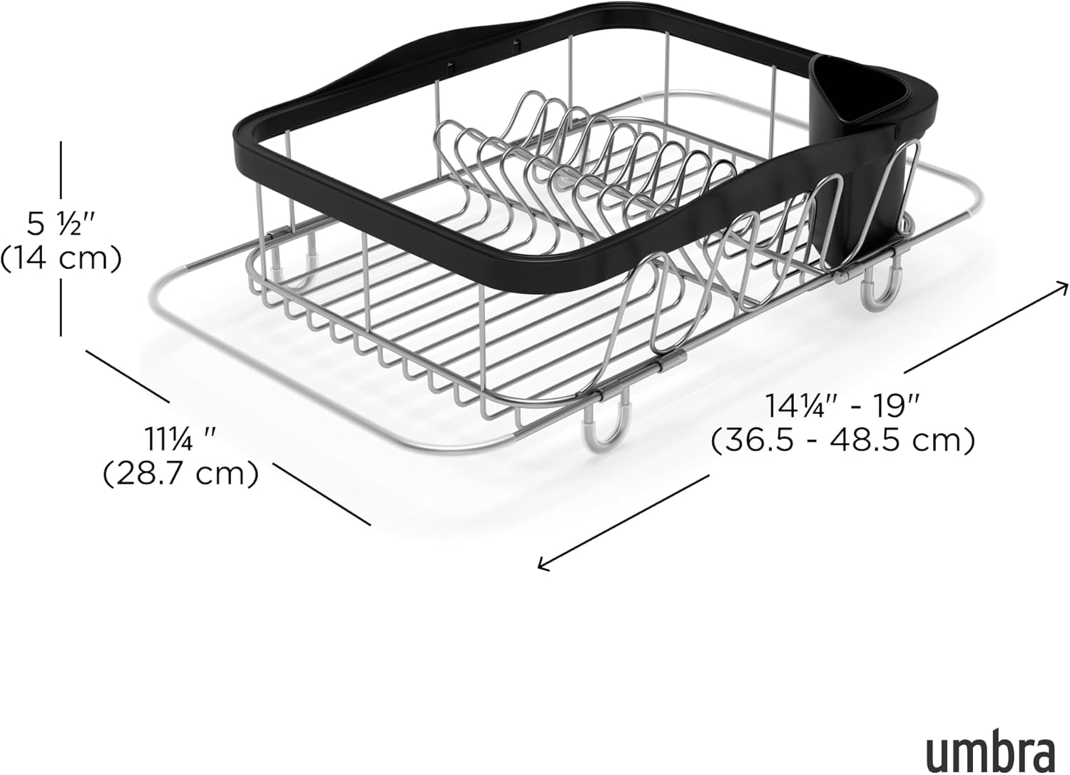 Umbra 1004292-047 Sink Dish Rack, Black Large image number 6