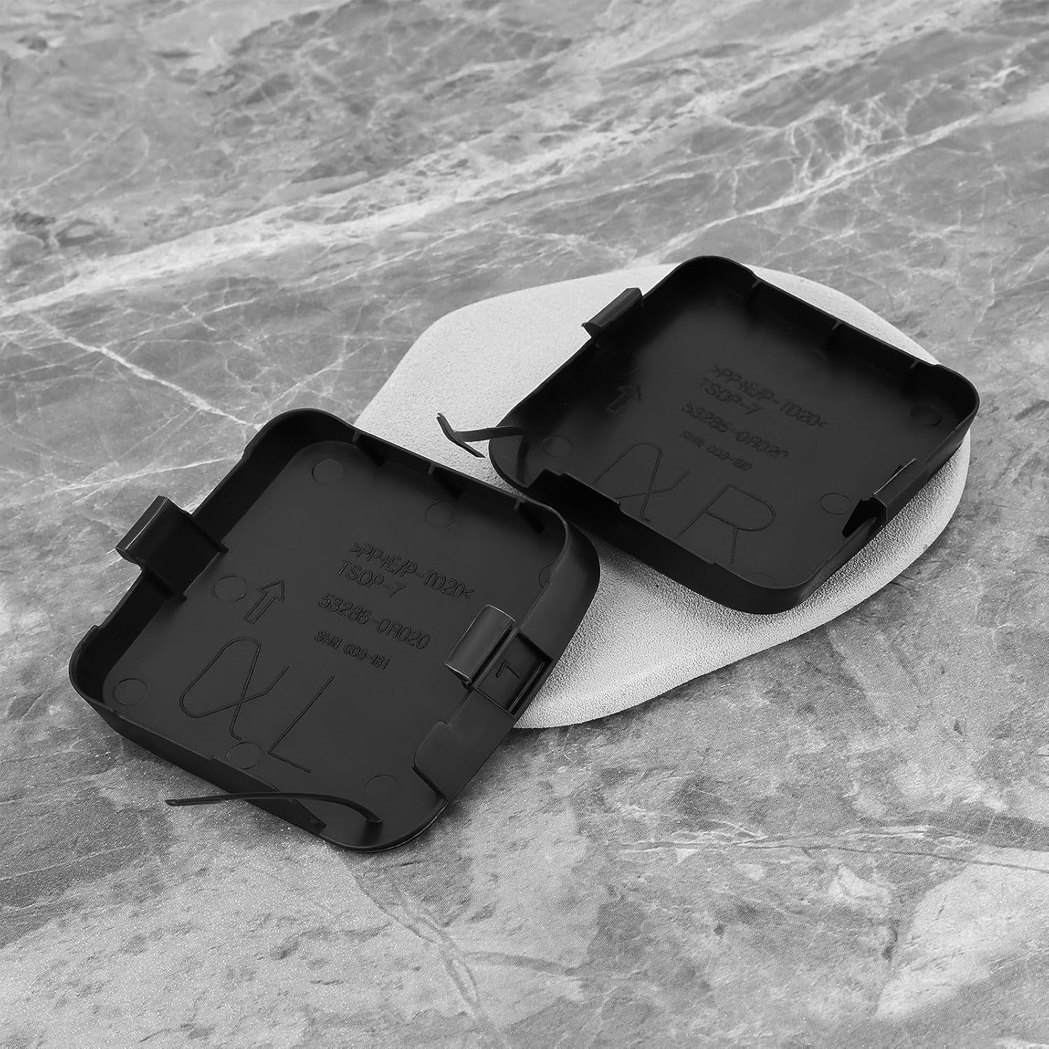 Ecsing 2Pcs Left Right Front Bumper Tow Hook Cover Replacement Part 53825-0R020+53286-0R020 Compatible with Toyota RAV4 2009-2012 image number 3