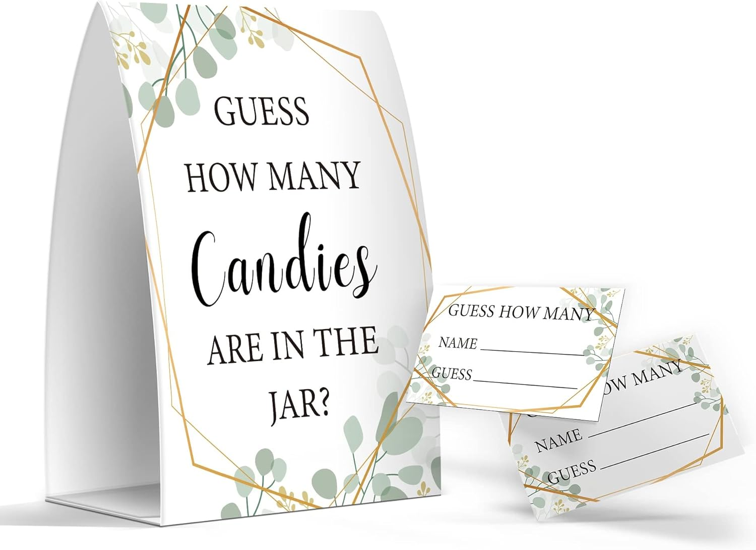 Pazag Guess How Many Gummy Bears Are in the Jar, Honey Bee Baby Shower Games, Honey Bee Theme Baby Shower - One Sign and 50 Cards (GES14)