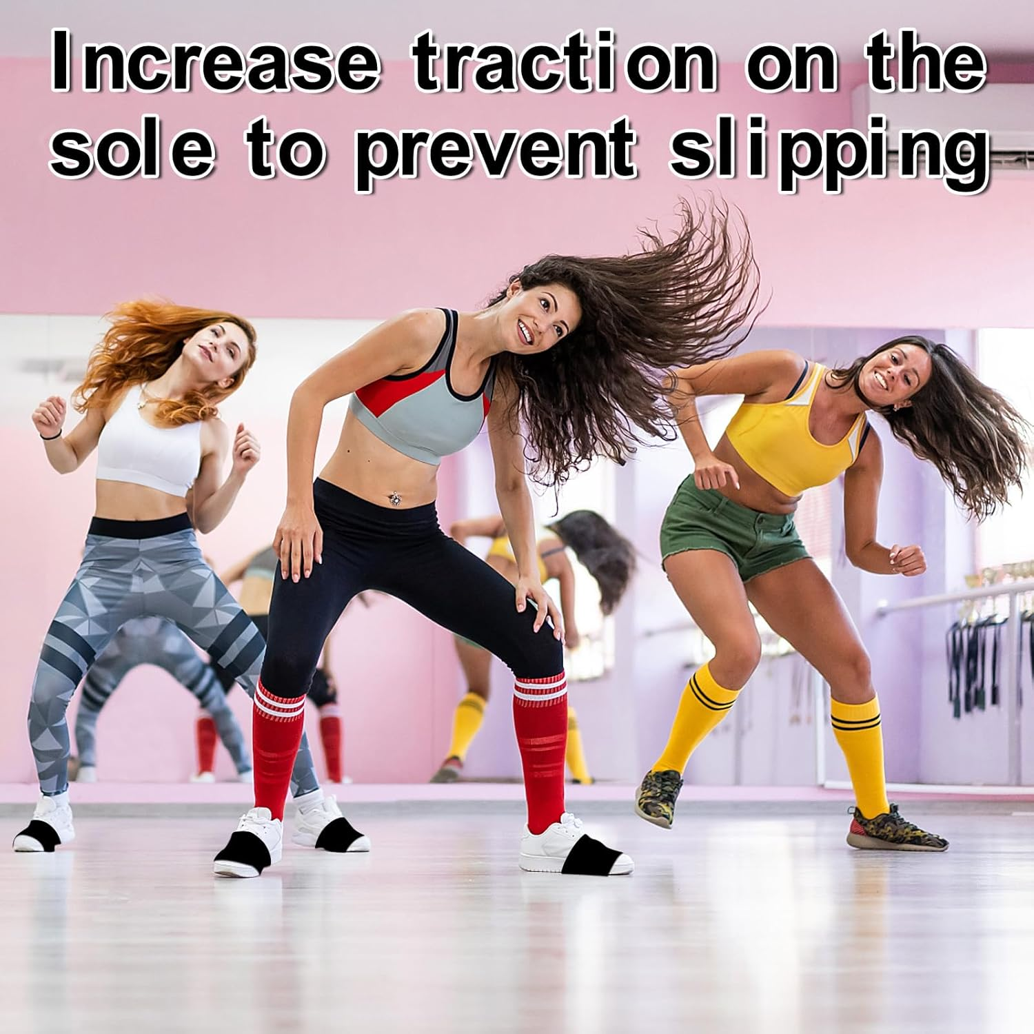 Sock Shoes for Dancing, 2 Pairs Dance Socks Non-Slip, 4.7"X3.3" Dance Foot Covers for Hip Hop, Shoe Covers over Sneaker for Hip Hop, Salsa, Tango, Yoga, Ball Games (Black) image number 3